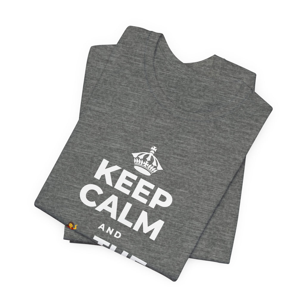 KEEP CALM AND 💃 THE NIGHT AWAY T-Shirt (Baby Blue–Silver)