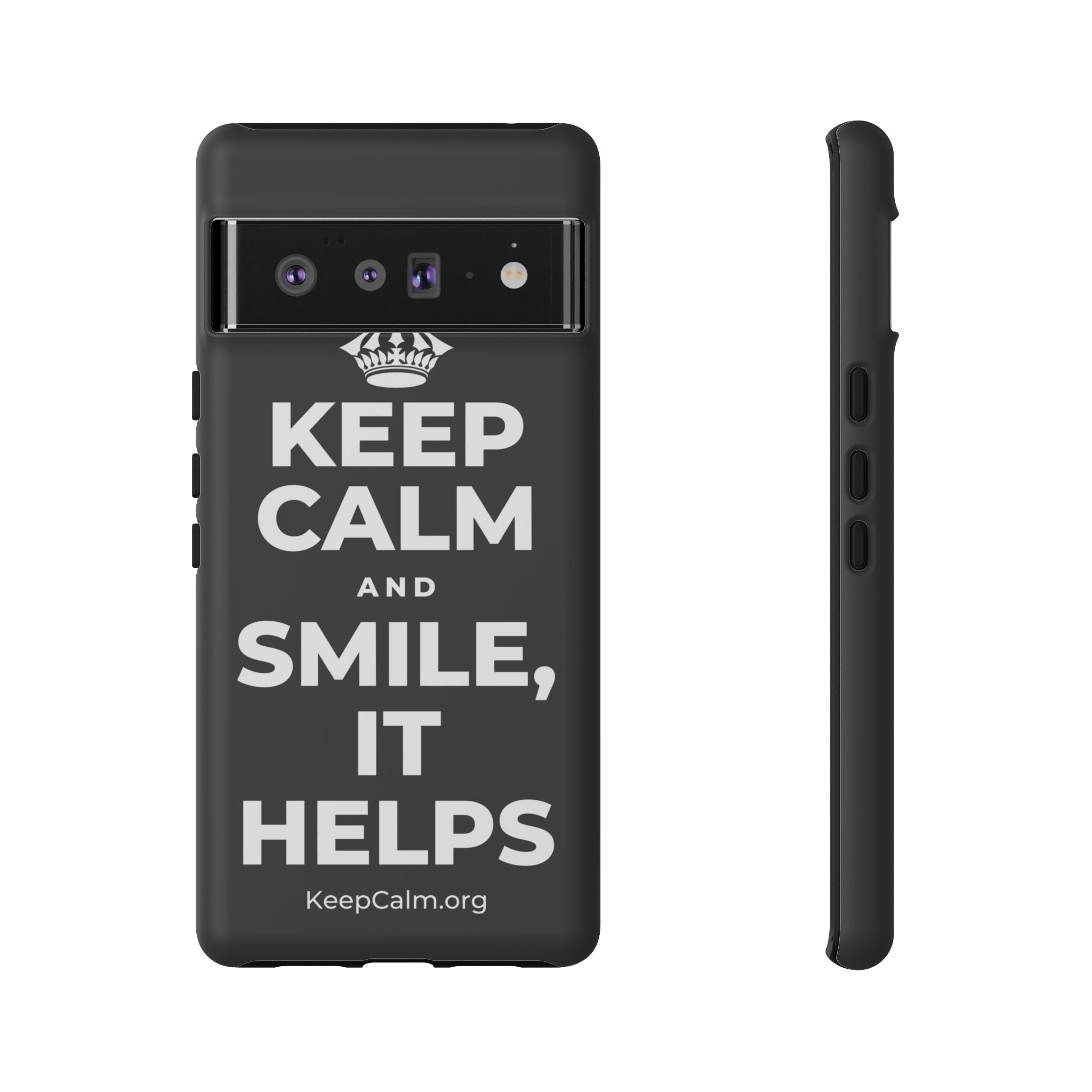 KEEP CALM AND SMILE, IT HELPS Phone Case (Dark)