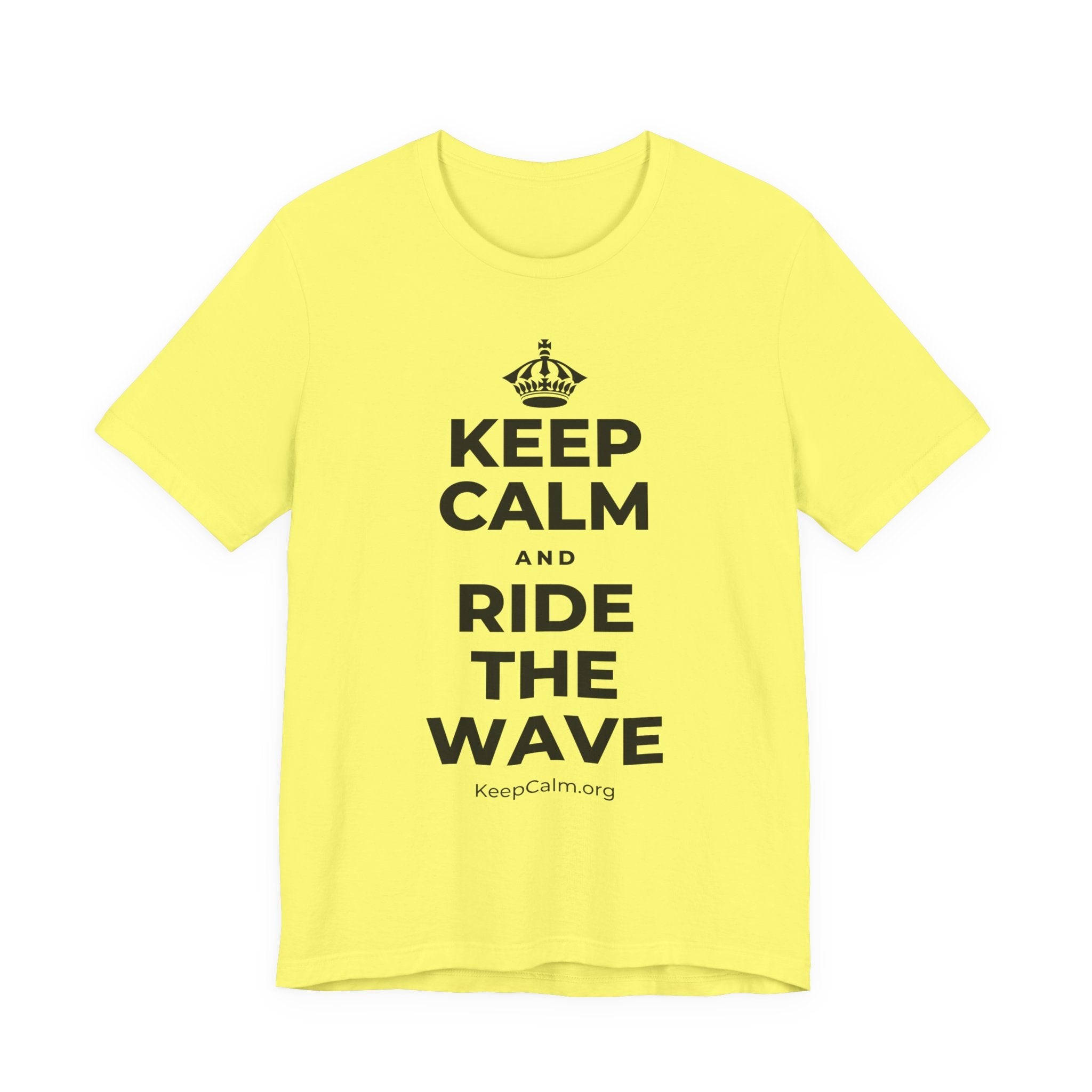 KEEP CALM AND RIDE THE WAVE T-Shirt (Soft Cream–Heather Mauve)