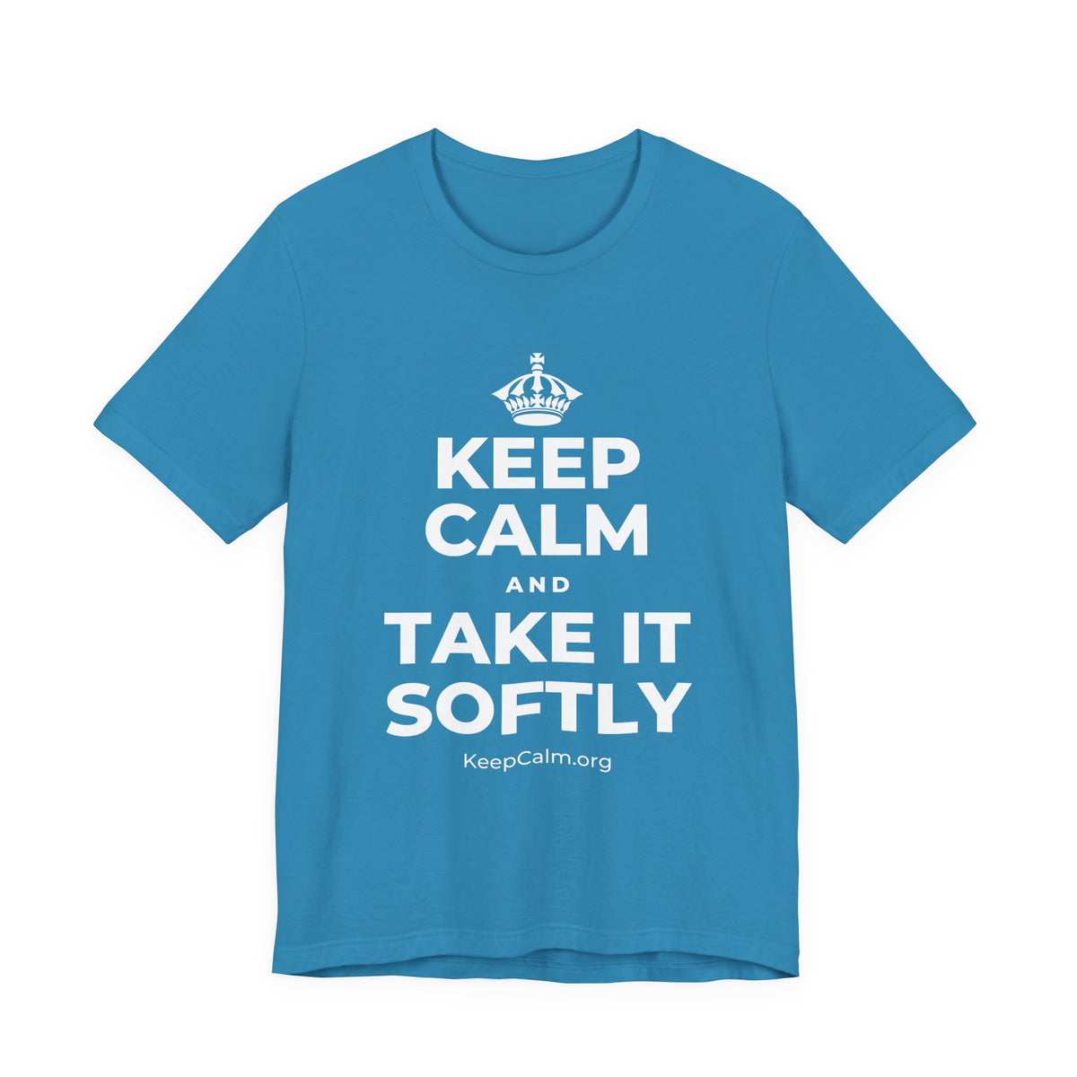 KEEP CALM AND TAKE IT SOFTLY T-Shirt (White–Asphalt)
