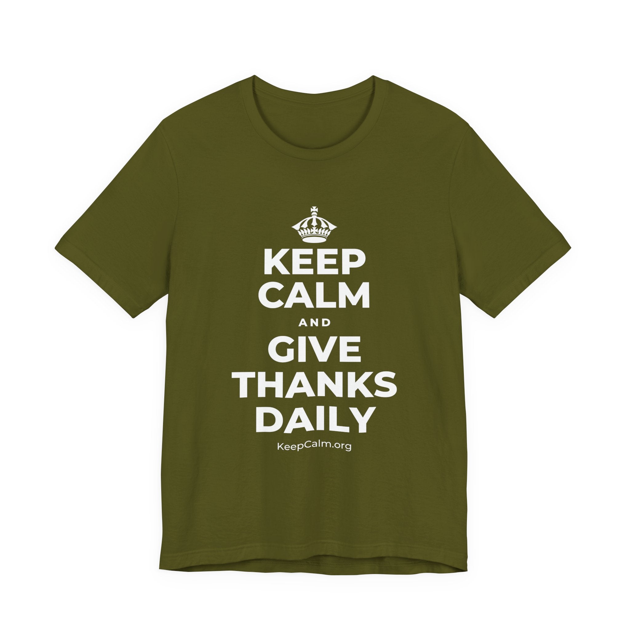 KEEP CALM AND GIVE THANKS DAILY T-Shirt (Baby Blue–Silver)