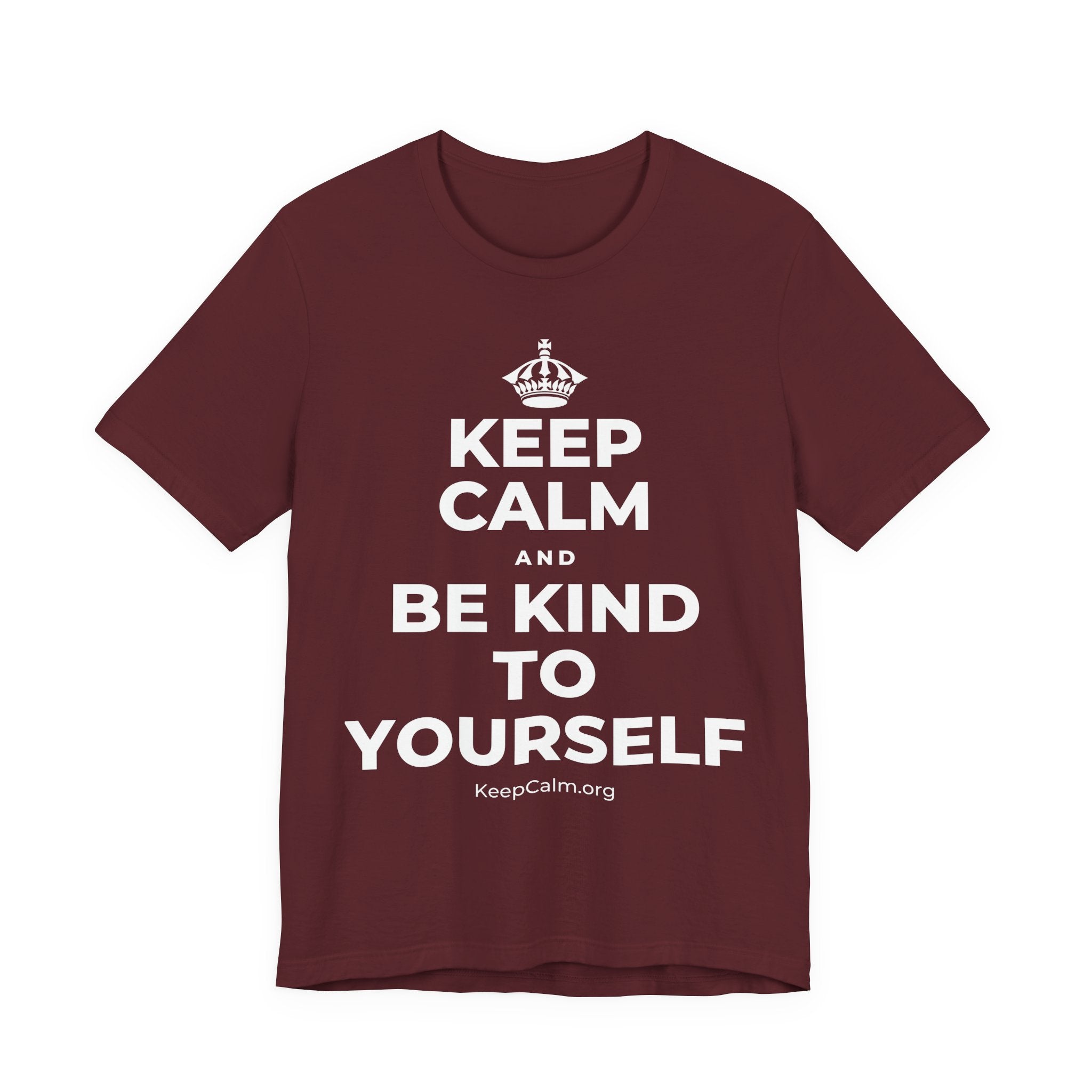 KEEP CALM AND BE KIND TO YOURSELF T-Shirt (Baby Blue–Silver)