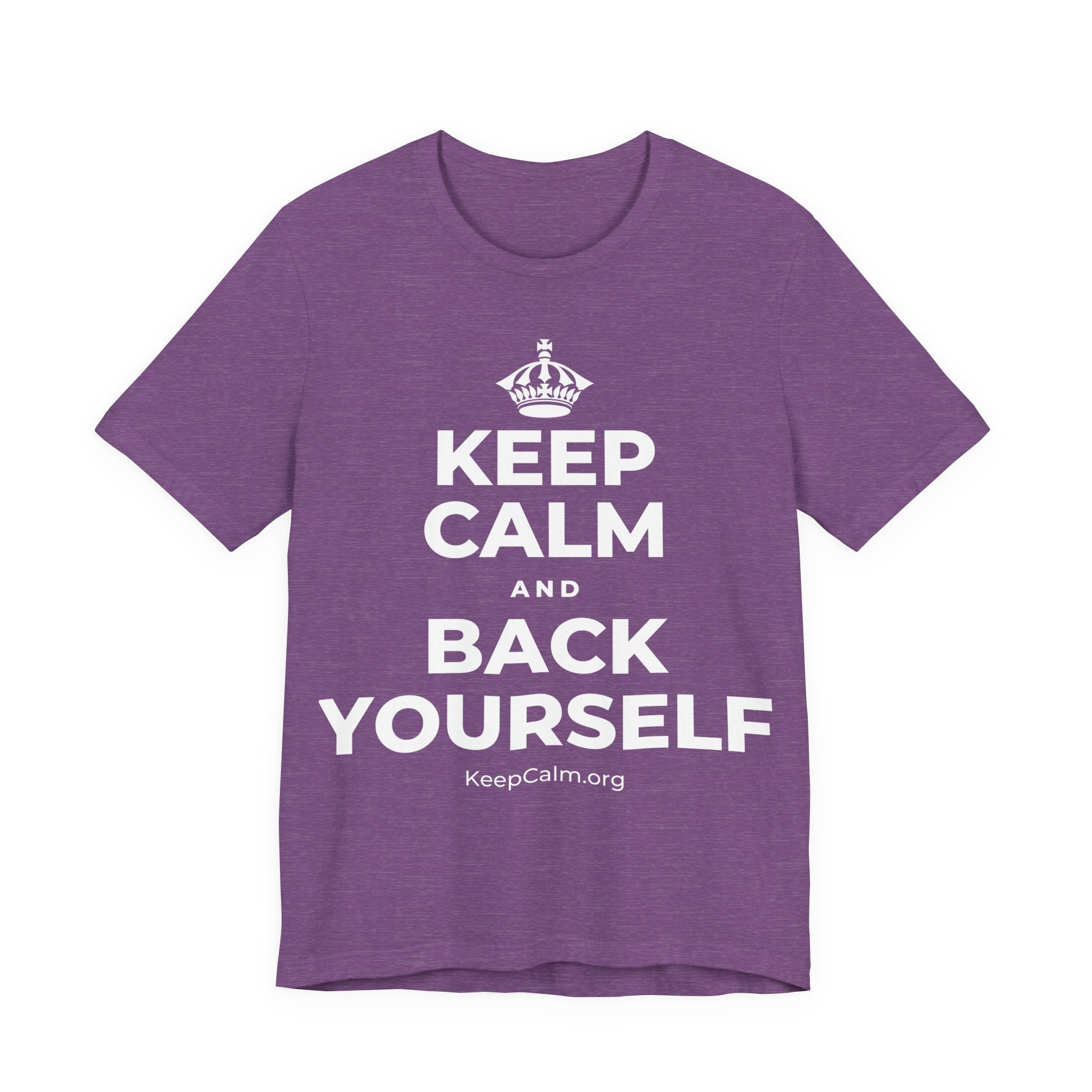 KEEP CALM AND BACK YOURSELF T-Shirt (Baby Blue–Silver)