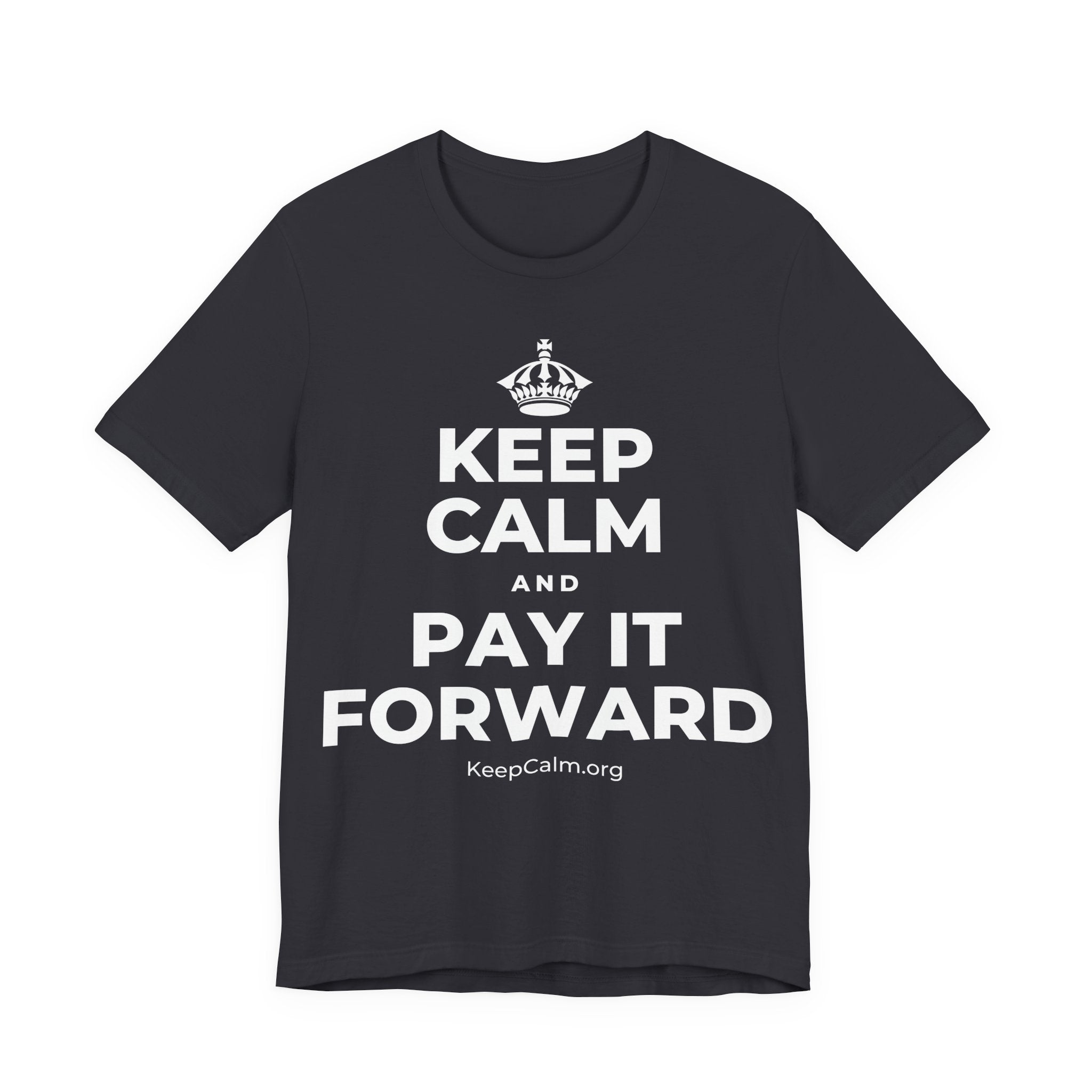 KEEP CALM AND PAY IT FORWARD T-Shirt (Baby Blue–Silver)