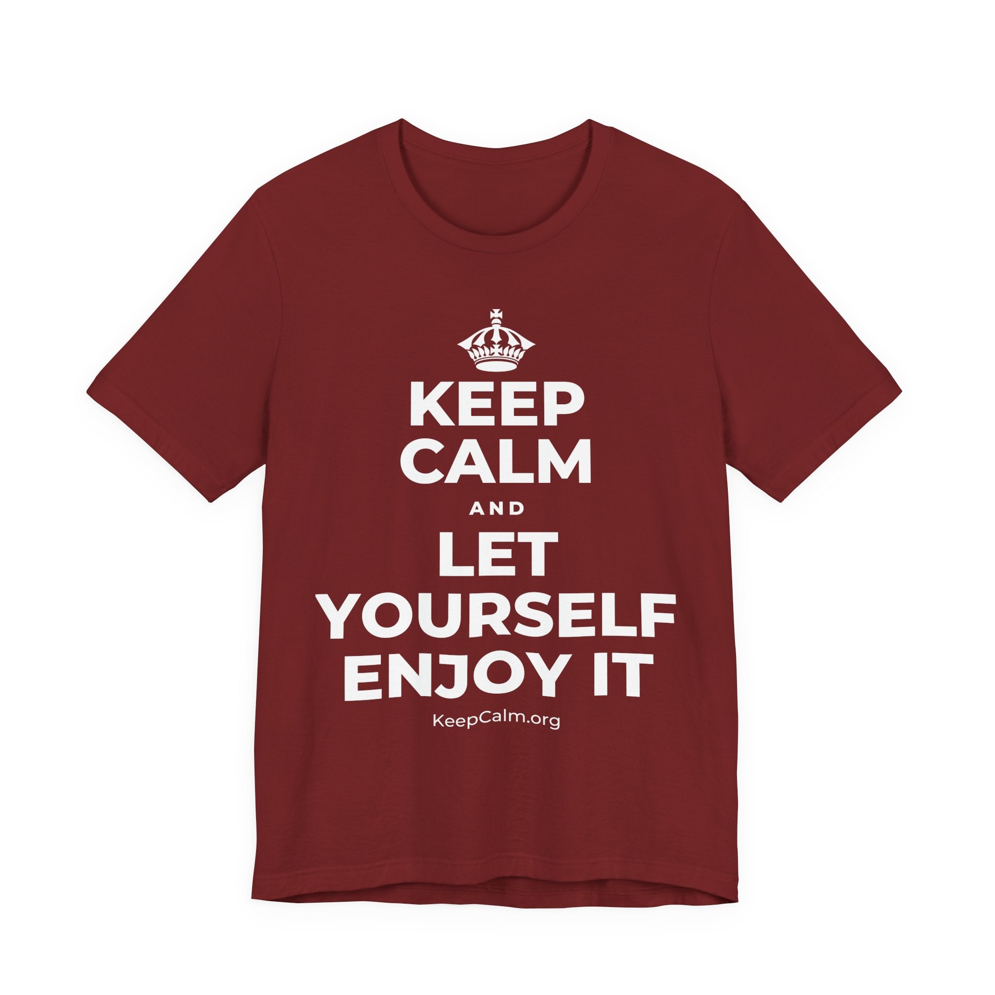 KEEP CALM AND LET YOURSELF ENJOY IT T-Shirt (Baby Blue–Silver)