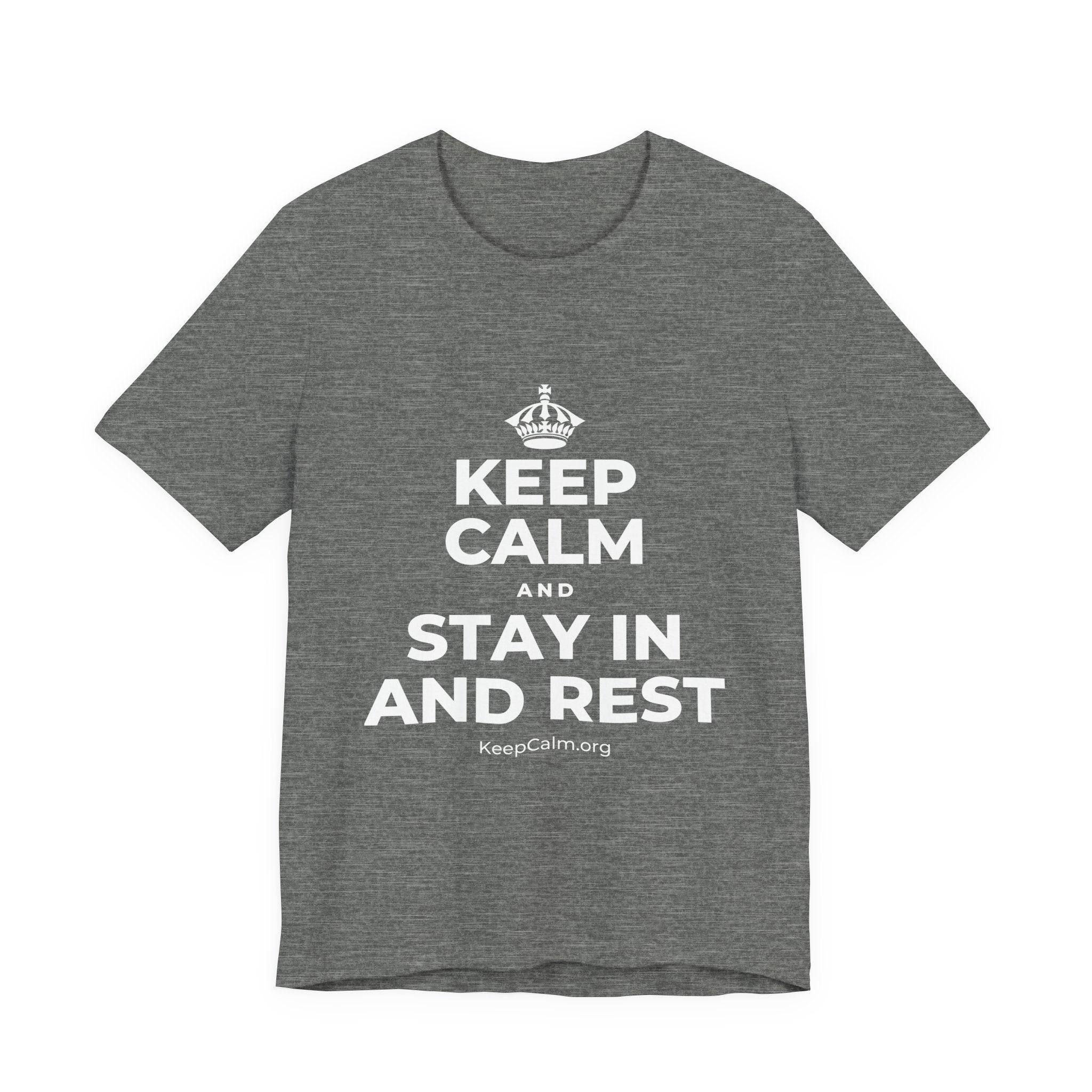 KEEP CALM AND STAY IN AND REST T-Shirt (Baby Blue–Silver)