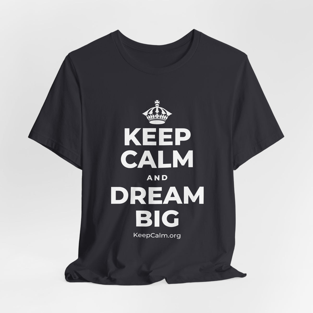KEEP CALM AND DREAM BIG T-Shirt (Baby Blue–Silver)
