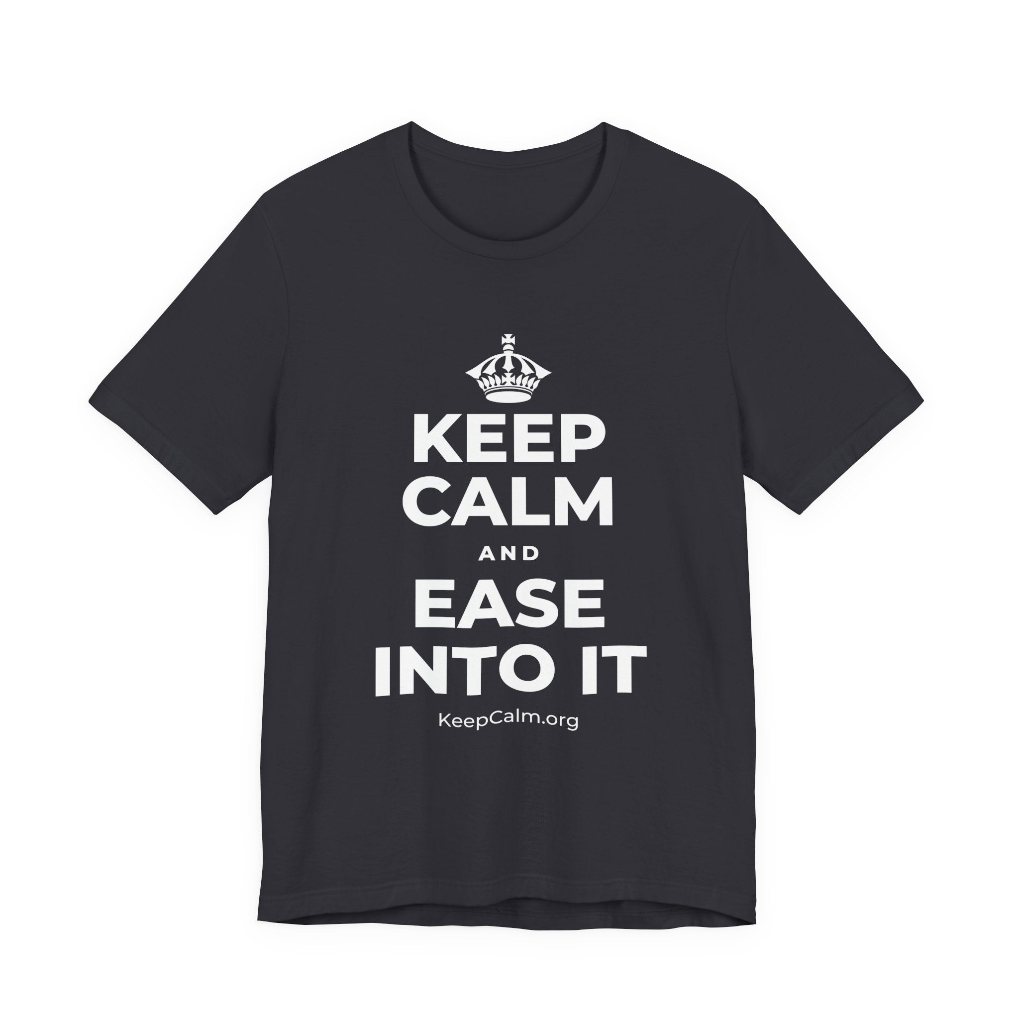 KEEP CALM AND EASE INTO IT T-Shirt (Baby Blue–Silver)