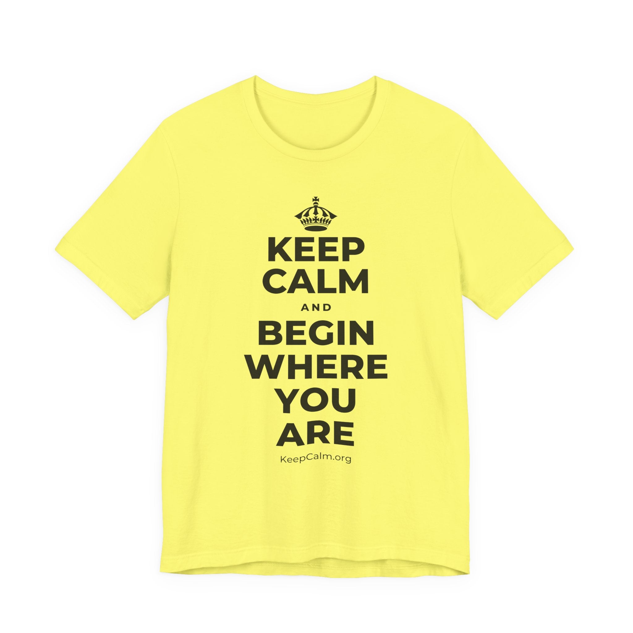 KEEP CALM AND BEGIN WHERE YOU ARE T-Shirt (Soft Cream–Heather Mauve)