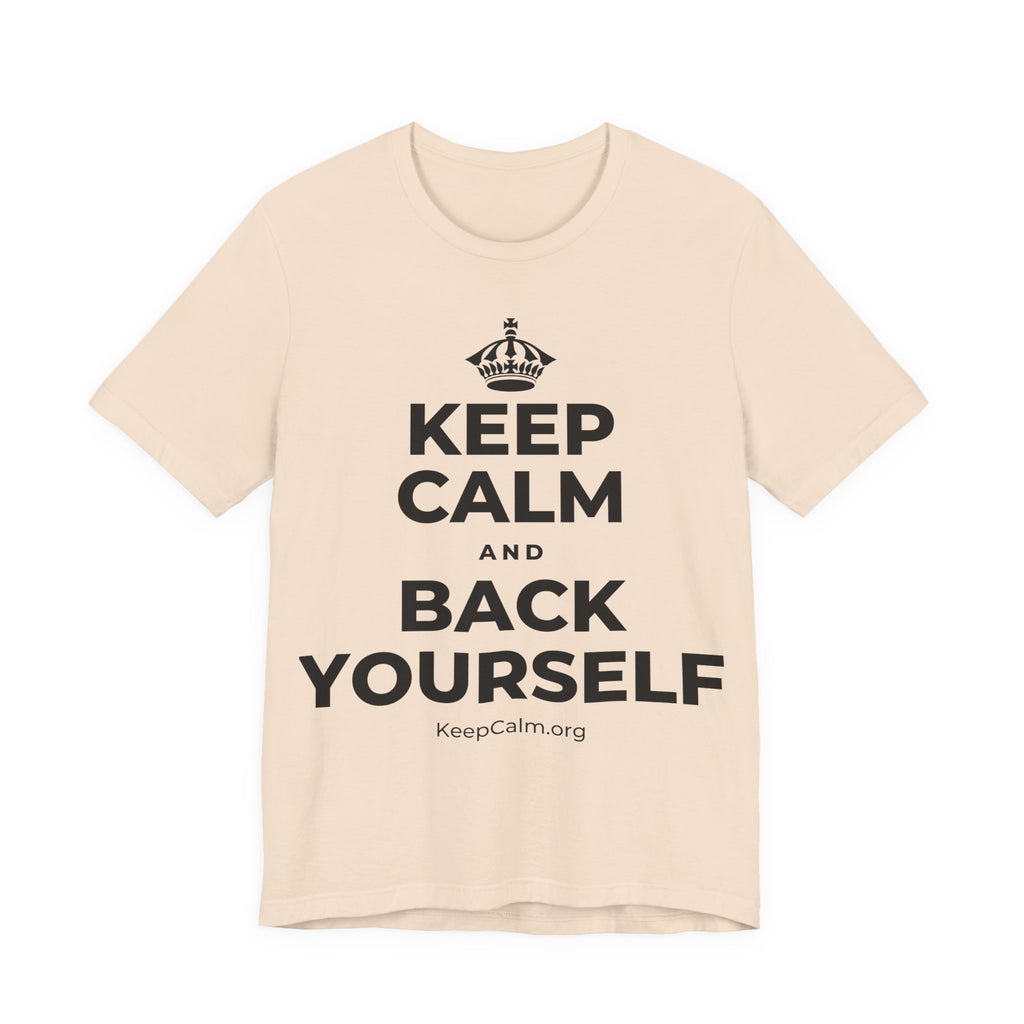 KEEP CALM AND BACK YOURSELF T-Shirt (Soft Cream–Heather Mauve)