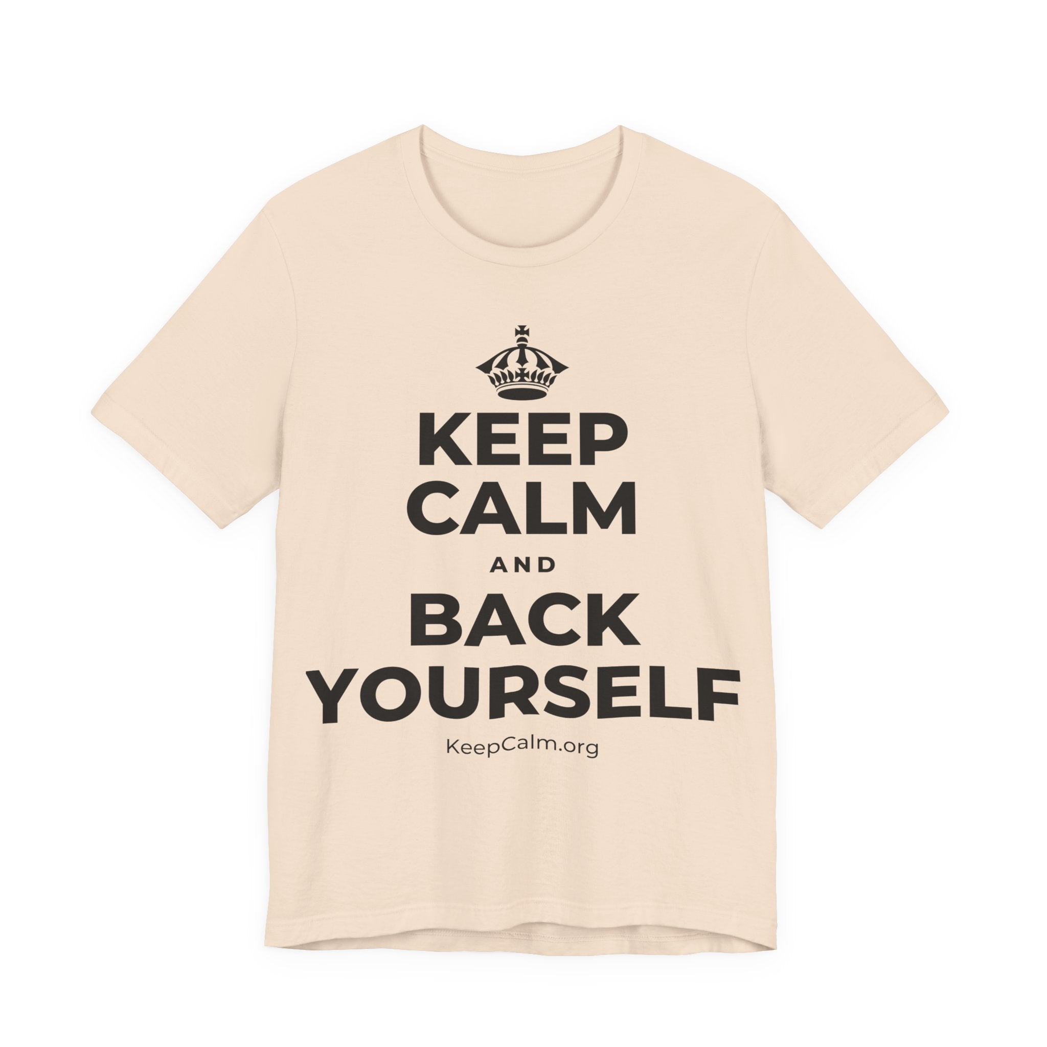 KEEP CALM AND BACK YOURSELF T-Shirt (Soft Cream–Heather Mauve)