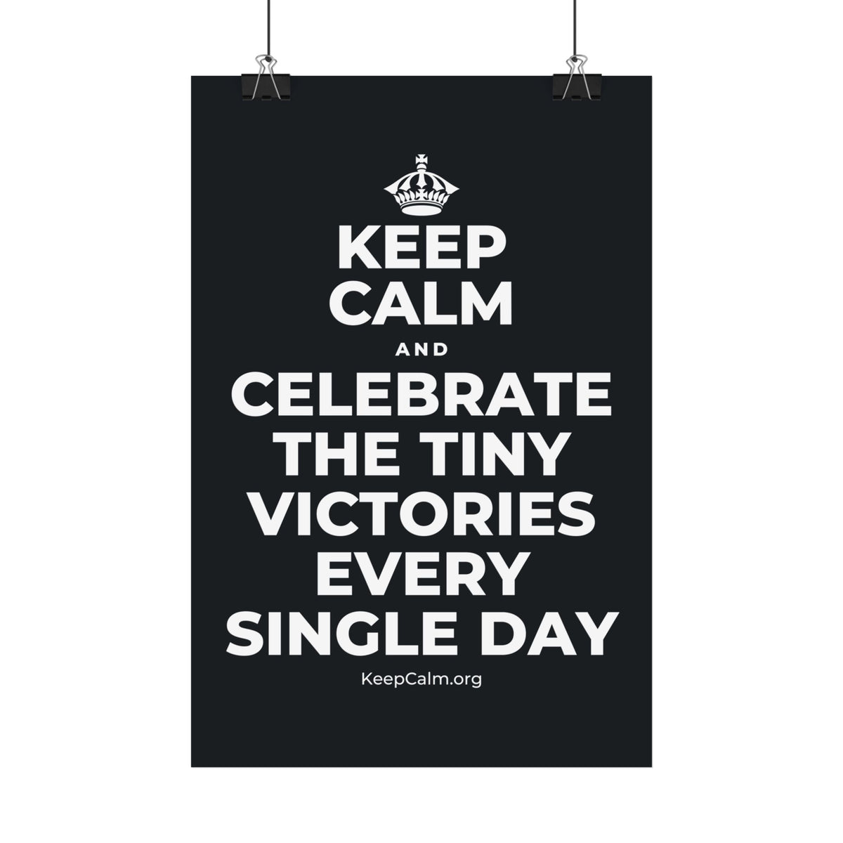 KEEP CALM AND CELEBRATE THE TINY VICTORIES EVERY SINGLE DAY Satin Poster (Dark)