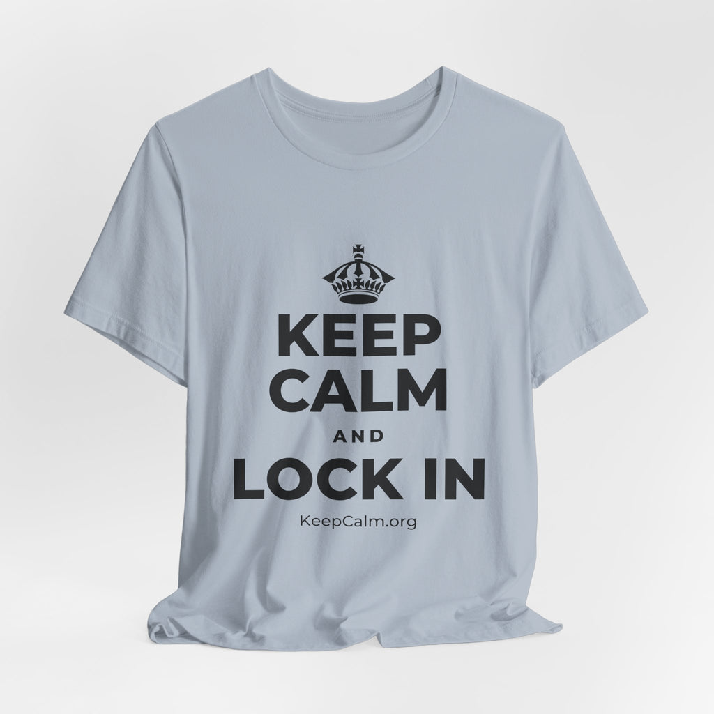 KEEP CALM AND LOCK IN T-Shirt (White–Asphalt)