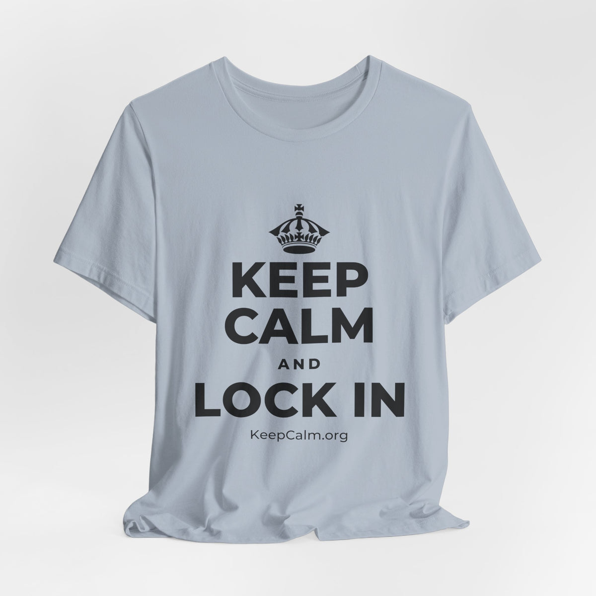 KEEP CALM AND LOCK IN T-Shirt (White–Asphalt)