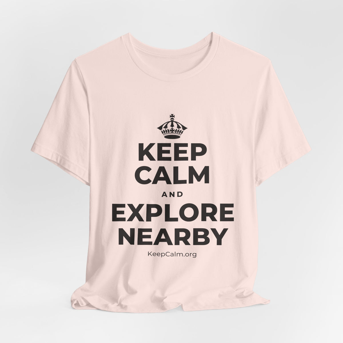 KEEP CALM AND EXPLORE NEARBY T-Shirt (Soft Cream–Heather Mauve)