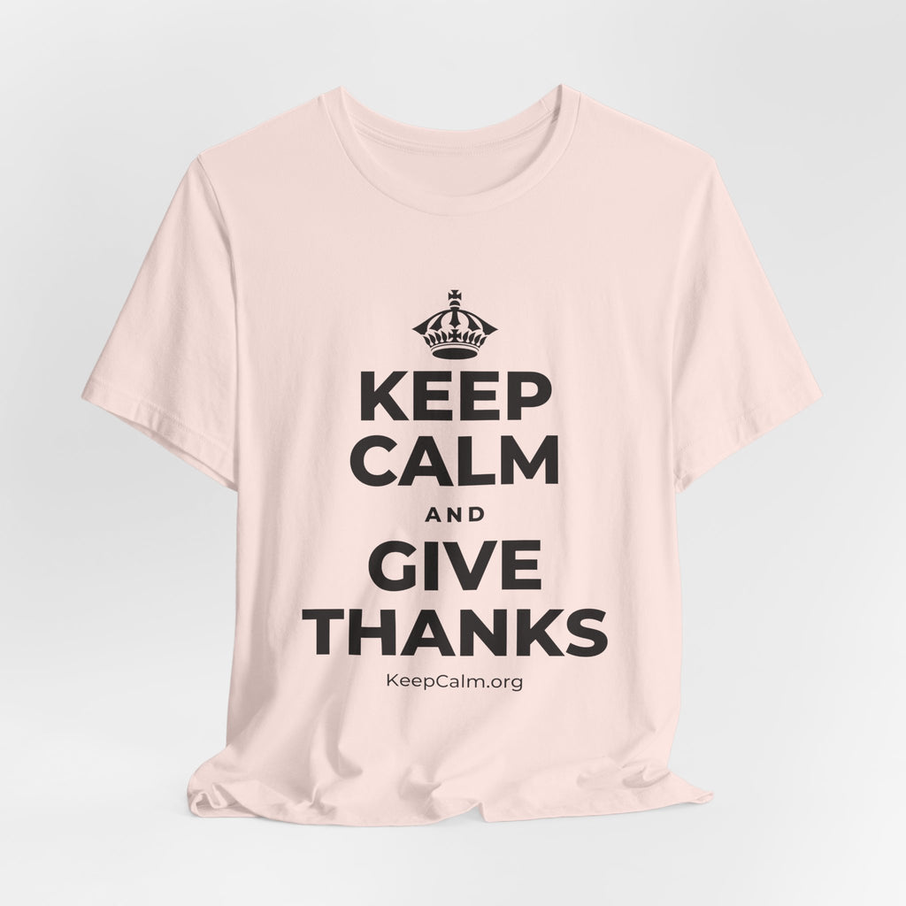 KEEP CALM AND GIVE THANKS T-Shirt (Soft Cream–Heather Mauve)
