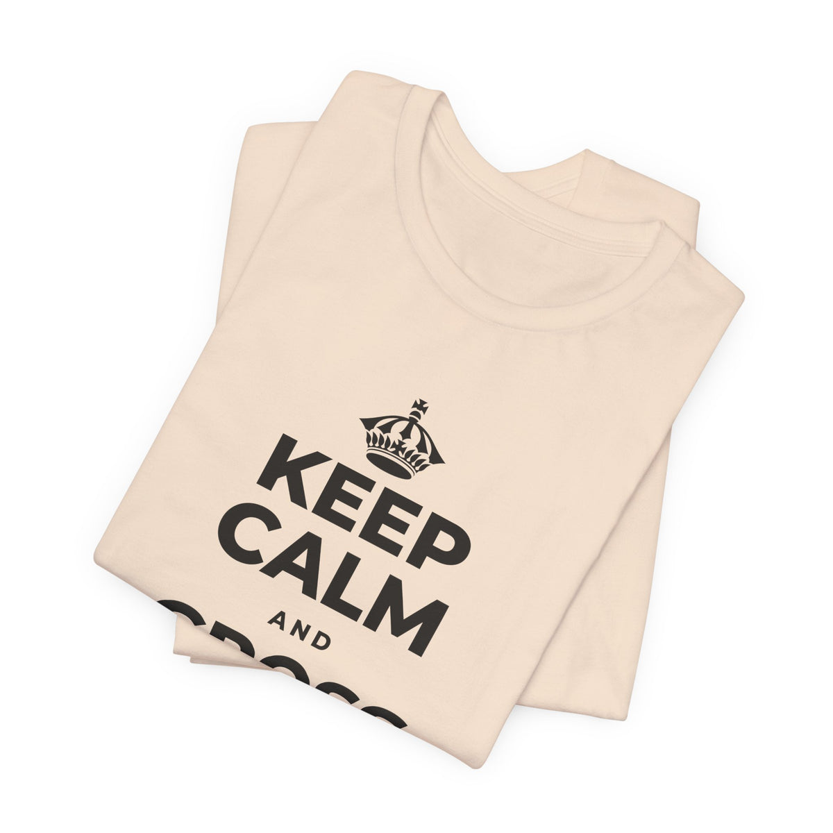 KEEP CALM AND CROSS THE MILES T-Shirt (Soft Cream–Heather Mauve)