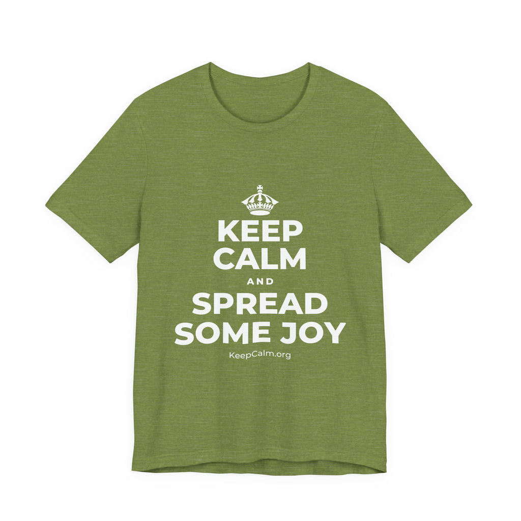 KEEP CALM AND SPREAD SOME JOY T-Shirt (Baby Blue–Silver)