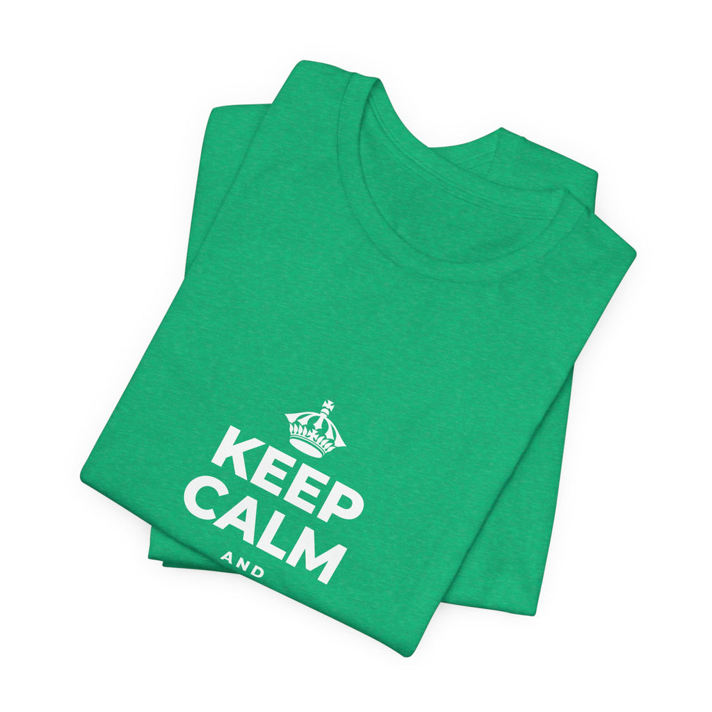 KEEP CALM AND CHASE THE MOONLIGHT T-Shirt (Baby Blue–Silver)