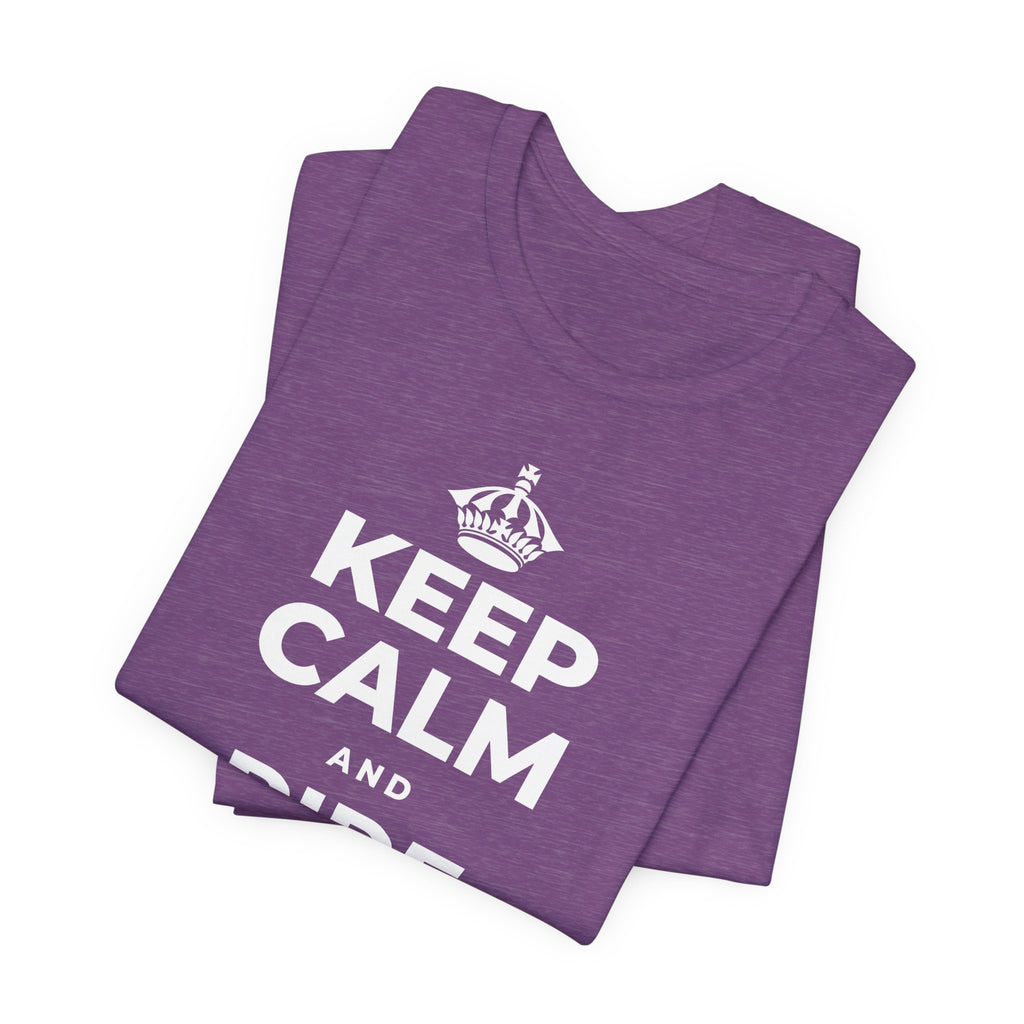 KEEP CALM AND RIDE THE WAVE T-Shirt (Baby Blue–Silver)