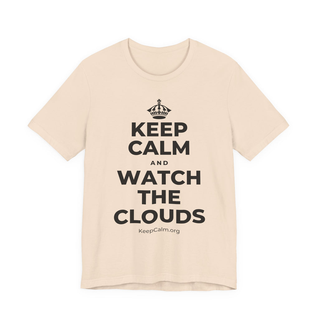 KEEP CALM AND WATCH THE CLOUDS T-Shirt (Soft Cream–Heather Mauve)