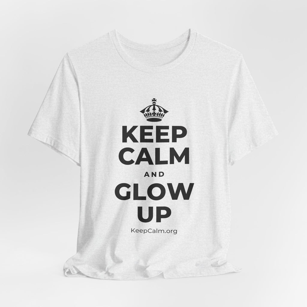 KEEP CALM AND GLOW UP T-Shirt (Soft Cream–Heather Mauve)