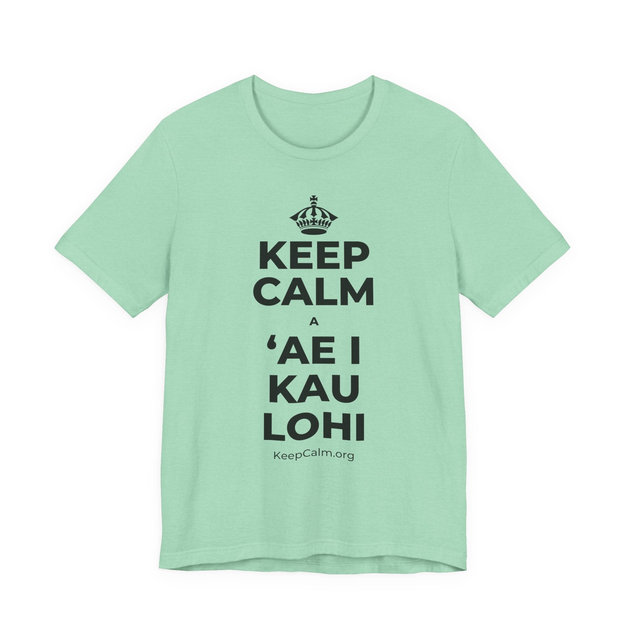 KEEP CALM A ʻAE I KAU LOHI T-Shirt (Baby Blue–Silver)