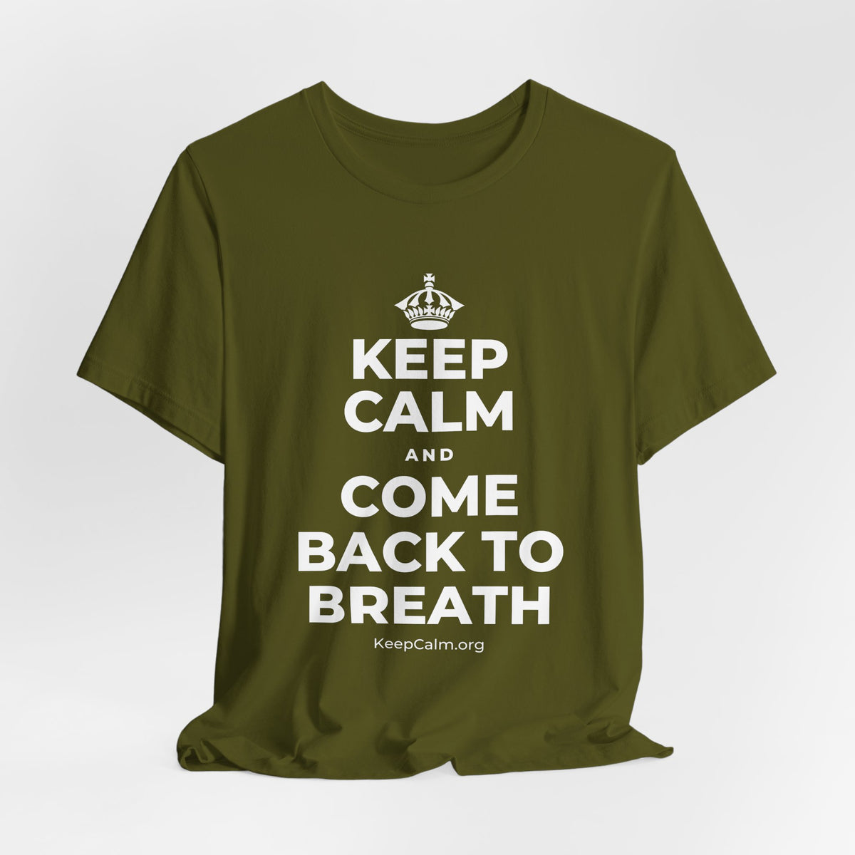 KEEP CALM AND COME BACK TO BREATH T-Shirt (Baby Blue–Silver)