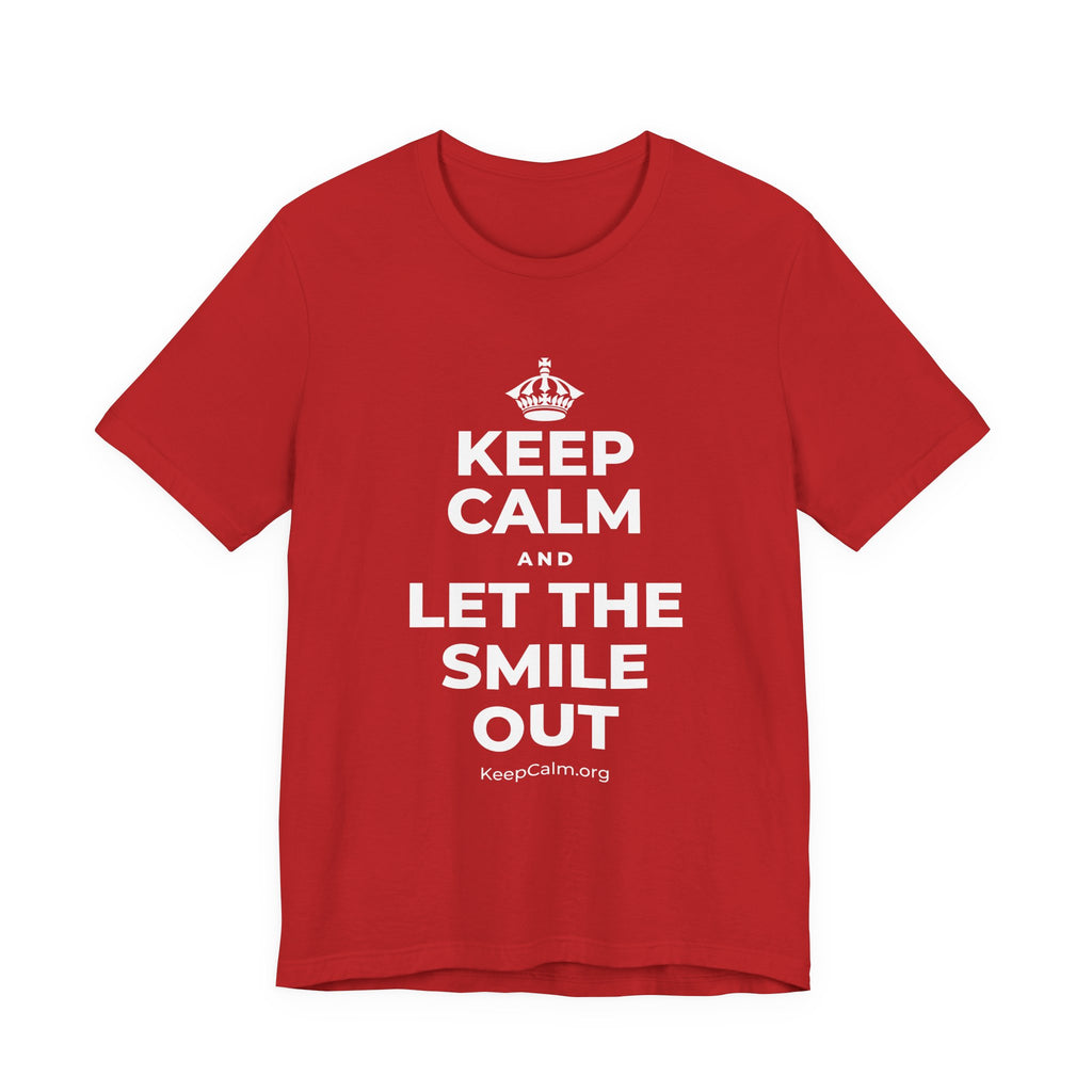 KEEP CALM AND LET THE SMILE OUT T-Shirt (White–Asphalt)