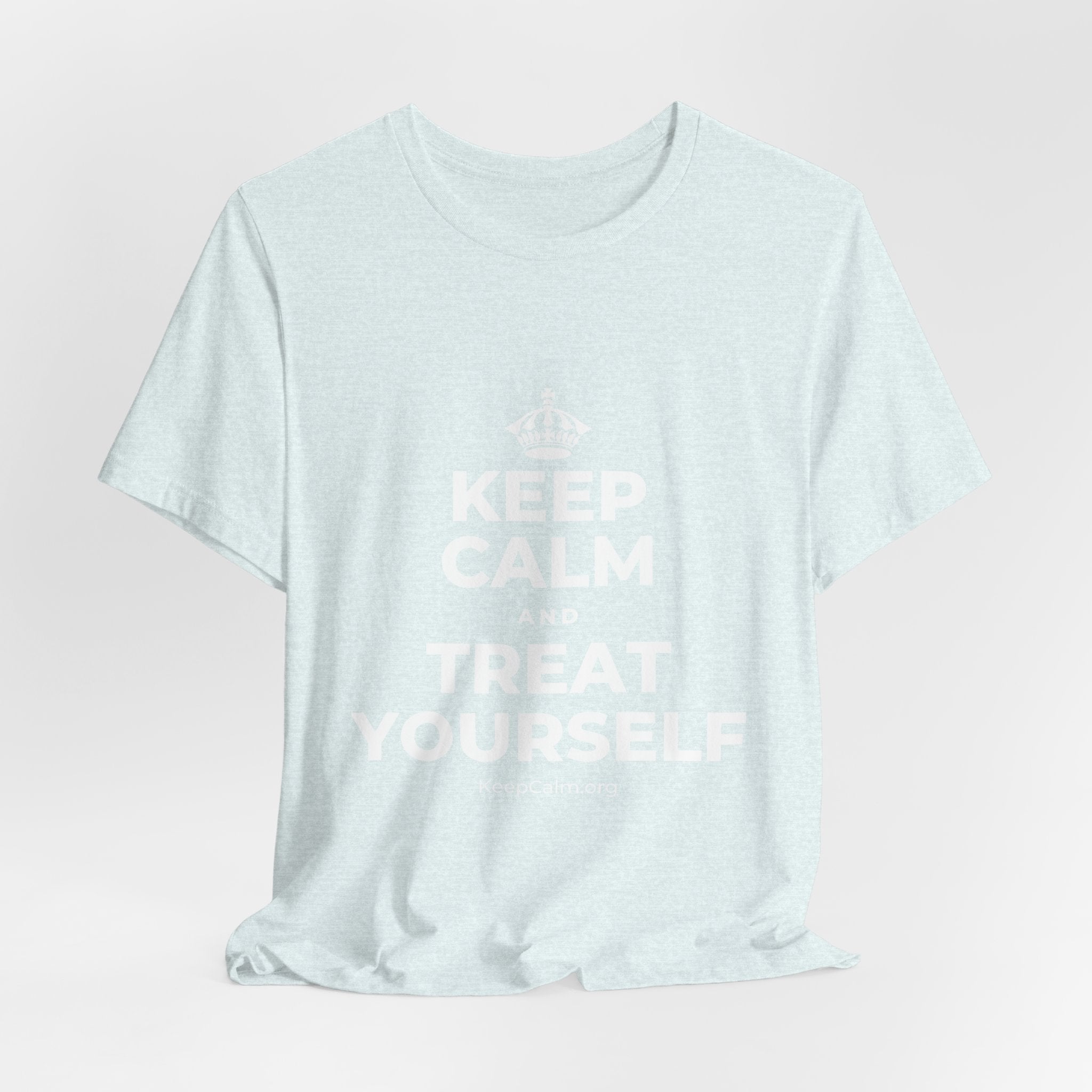 KEEP CALM AND TREAT YOURSELF T-Shirt (Soft Cream–Heather Mauve)