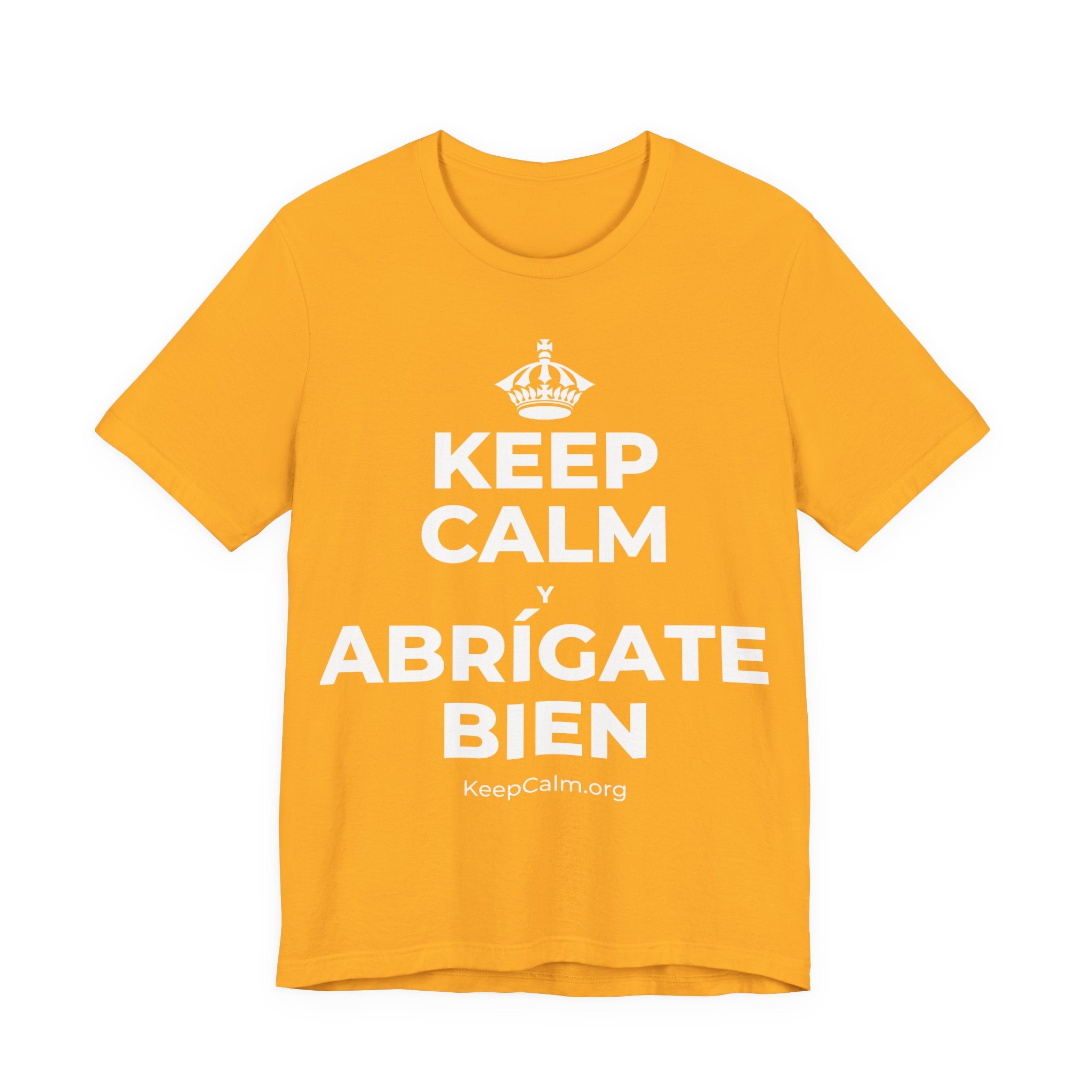 KEEP CALM Y ABRÍGATE BIEN T-Shirt (Baby Blue–Silver)