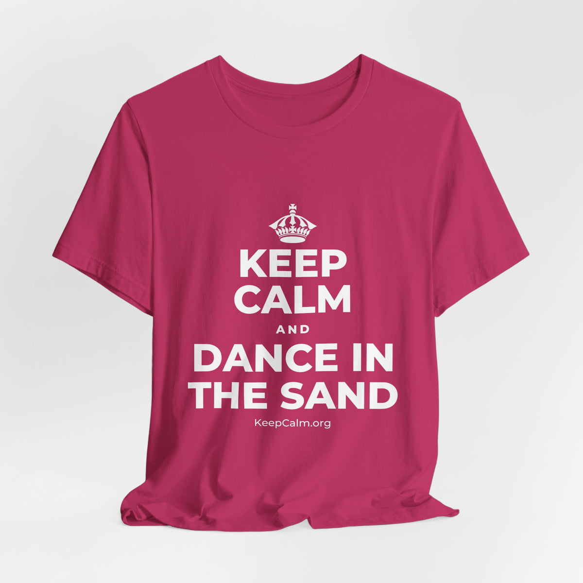 KEEP CALM AND DANCE IN THE SAND T-Shirt (Baby Blue–Silver)