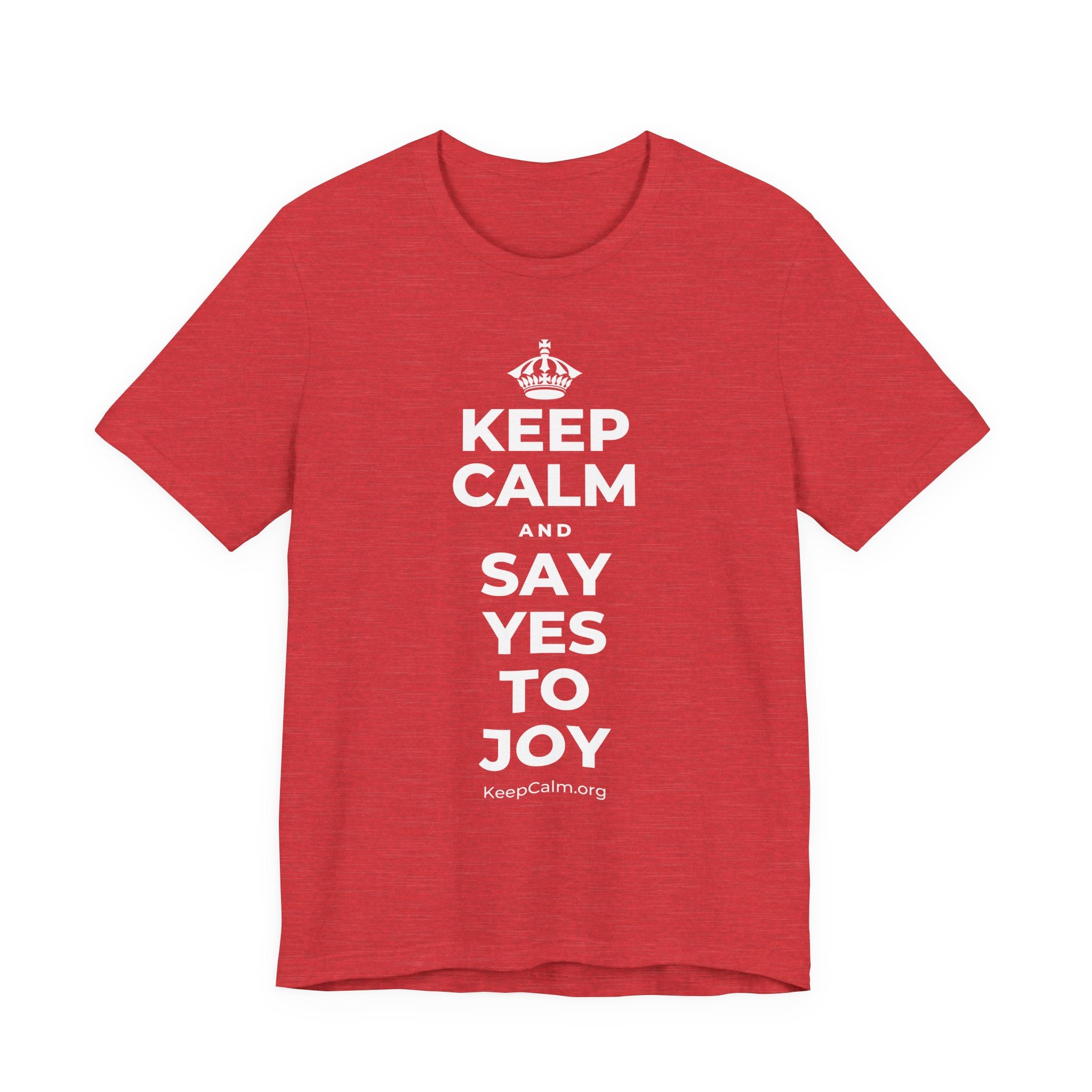 KEEP CALM AND SAY YES TO JOY T-Shirt (Baby Blue–Silver)