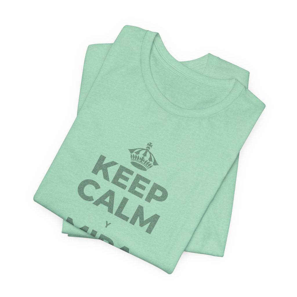 KEEP CALM Y MIRA CAER LA NIEVE T-Shirt (Baby Blue–Silver)