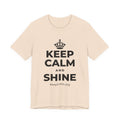 KEEP CALM AND SHINE T-Shirt (Soft Cream–Heather Mauve)