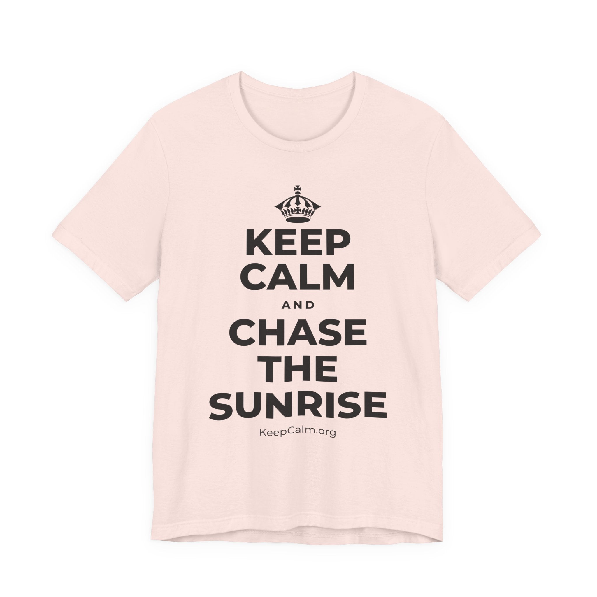 KEEP CALM AND CHASE THE SUNRISE T-Shirt (Soft Cream–Heather Mauve)