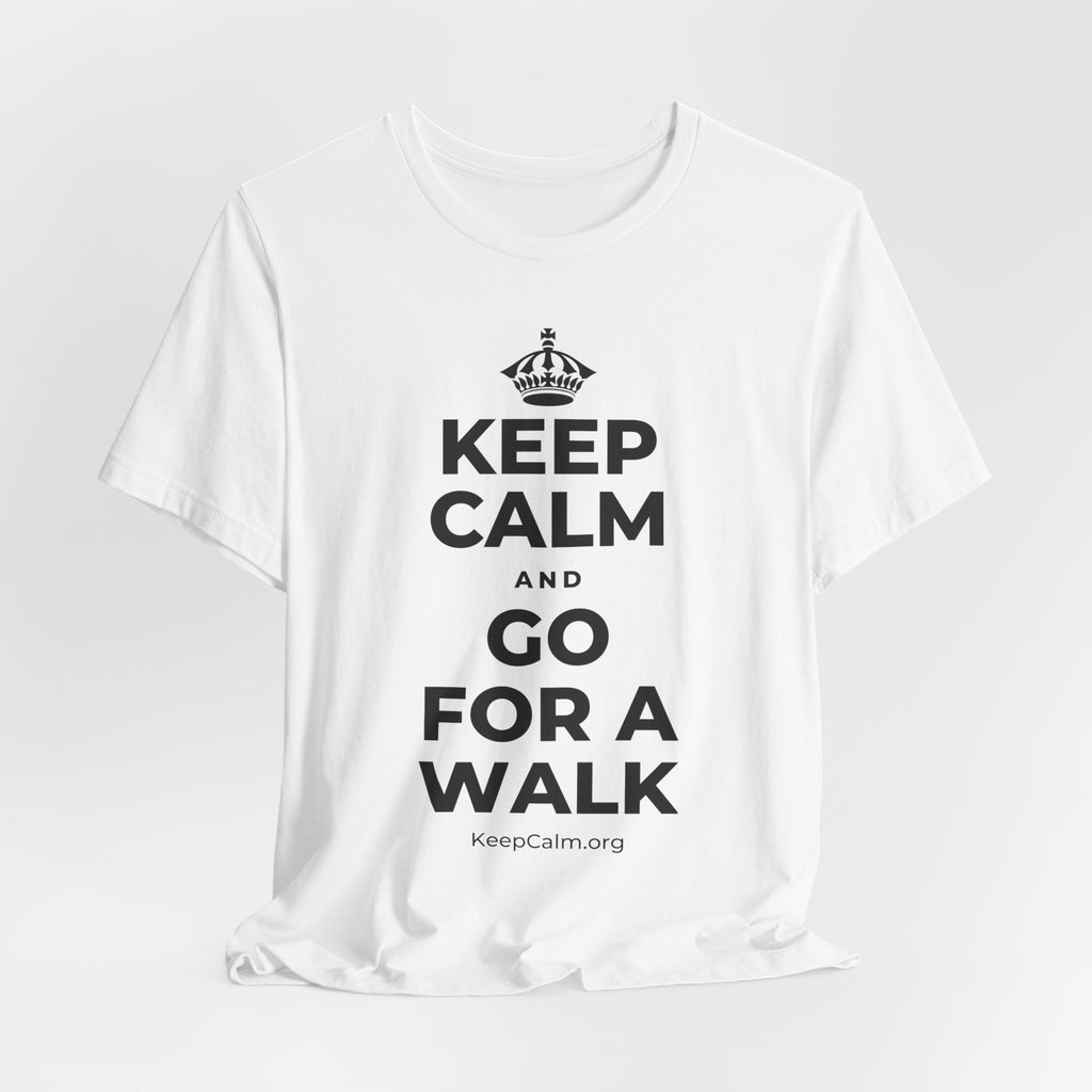 KEEP CALM AND GO FOR A WALK T-Shirt (White–Asphalt)