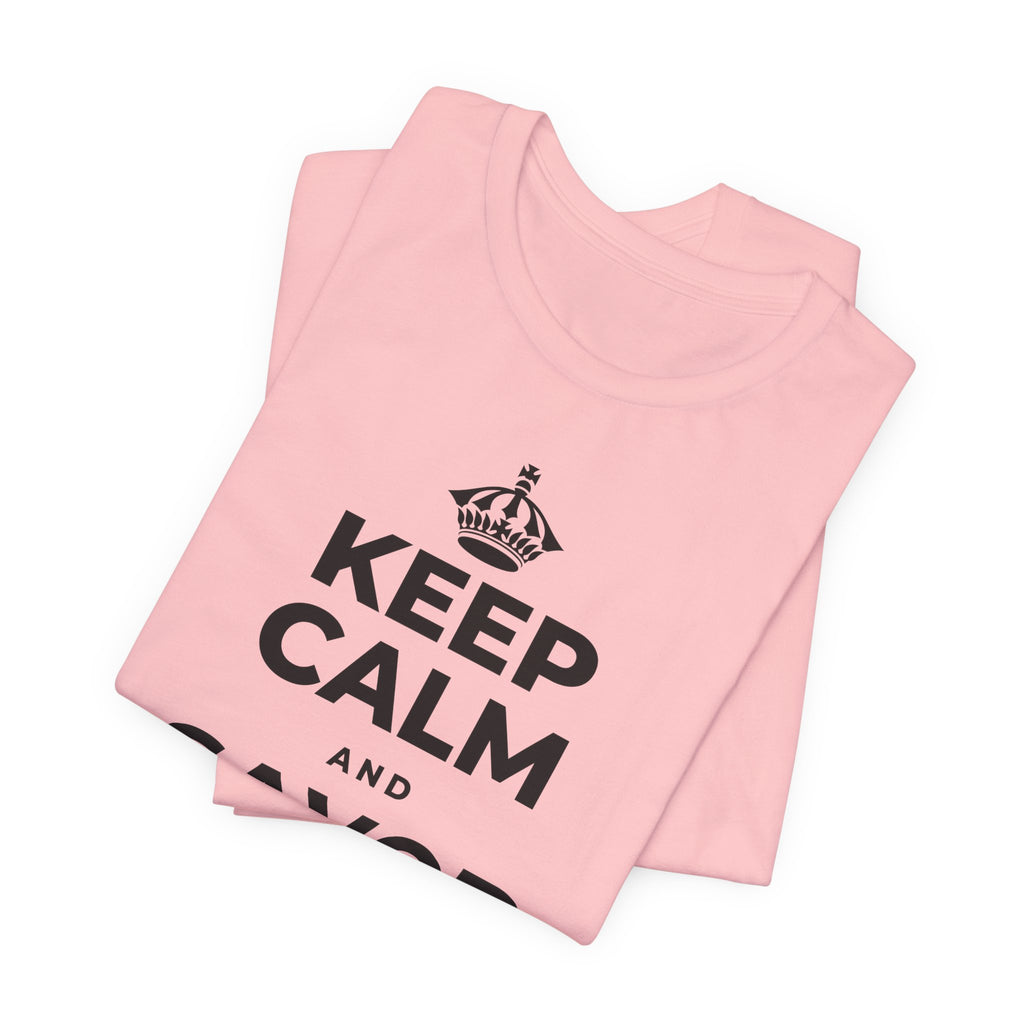 KEEP CALM AND SAVOR THIS MOMENT T-Shirt (White–Asphalt)