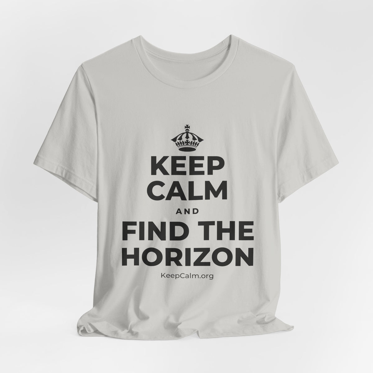 KEEP CALM AND FIND THE HORIZON T-Shirt (Baby Blue–Silver)