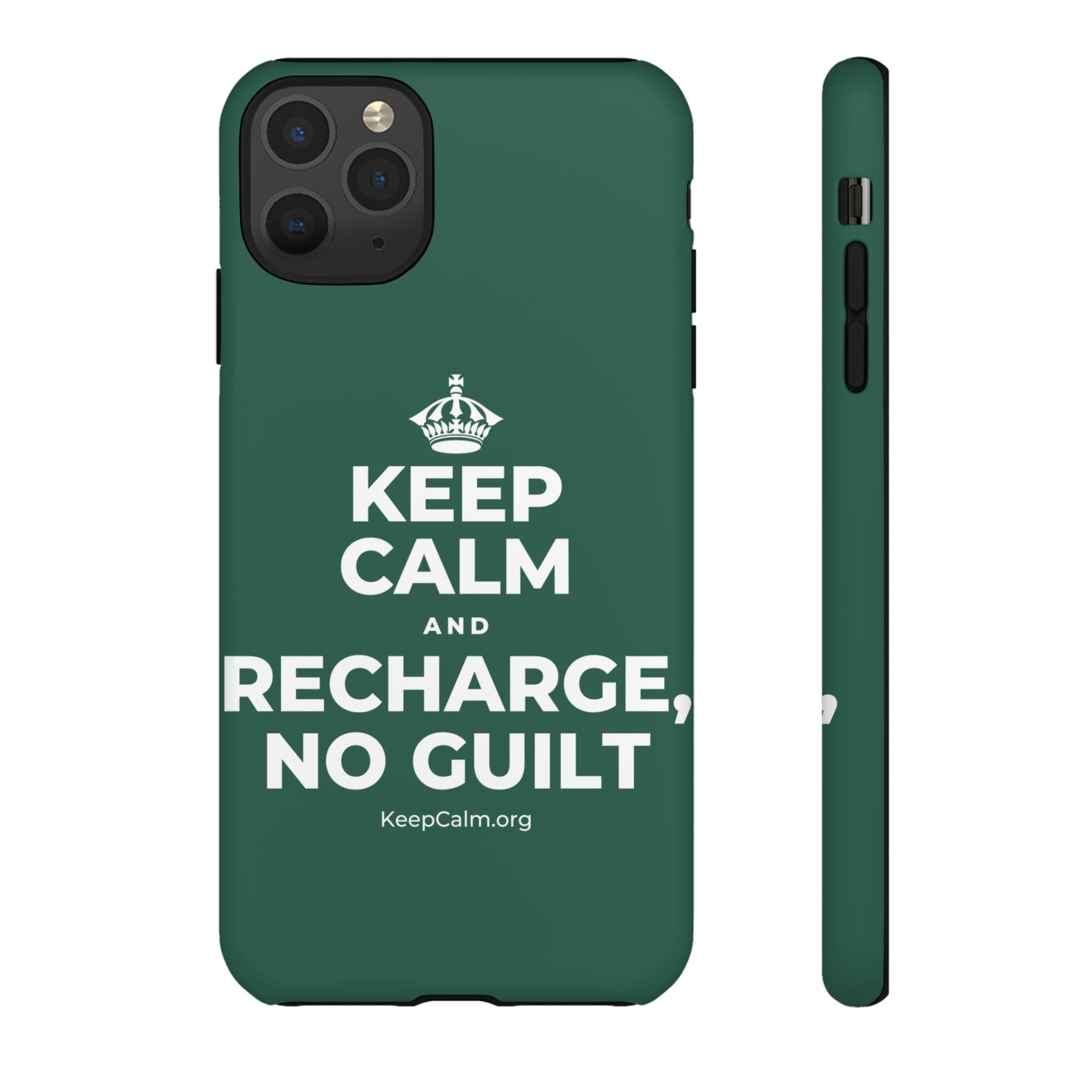 KEEP CALM AND RECHARGE, NO GUILT Phone Case
