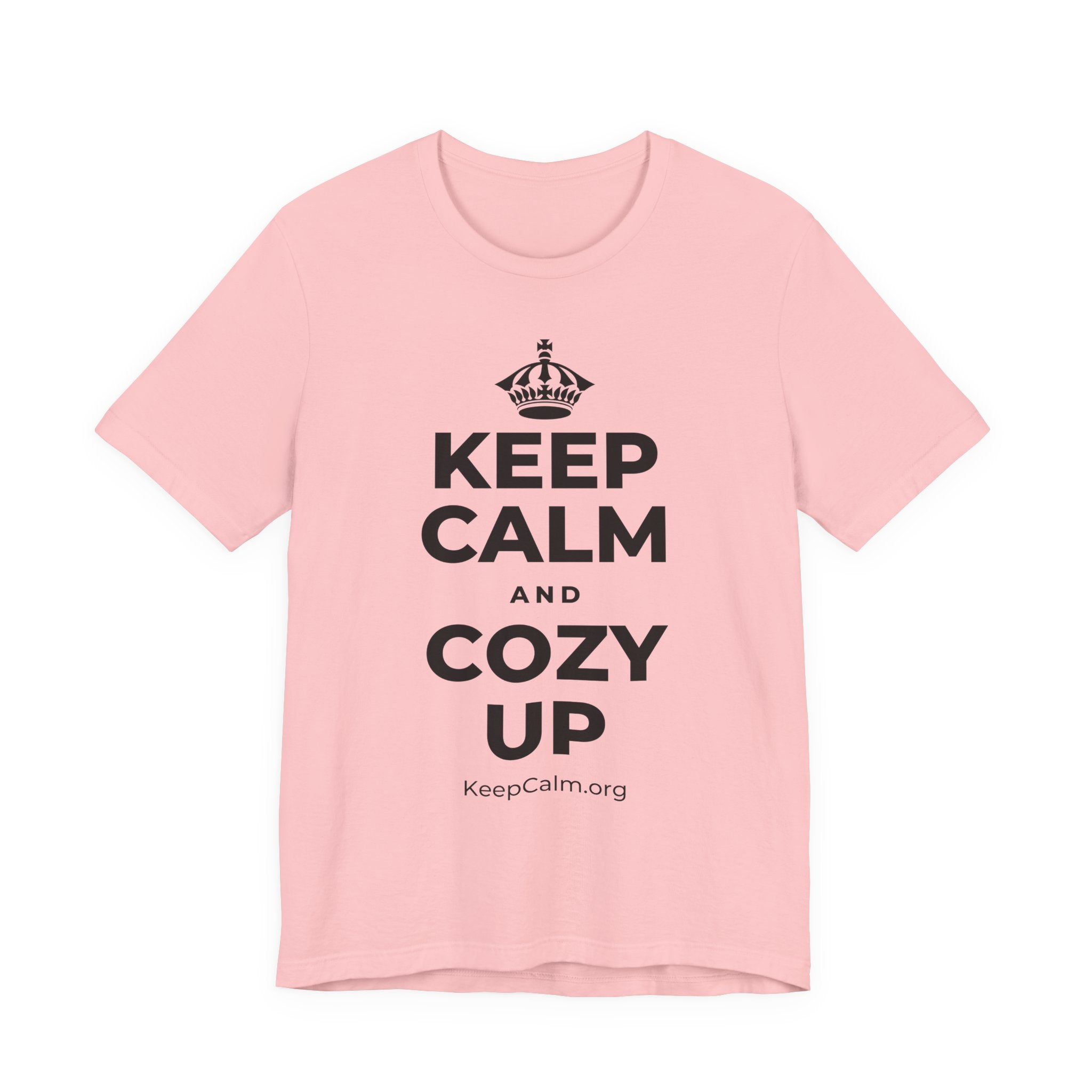 KEEP CALM AND COZY UP T-Shirt (White–Asphalt)