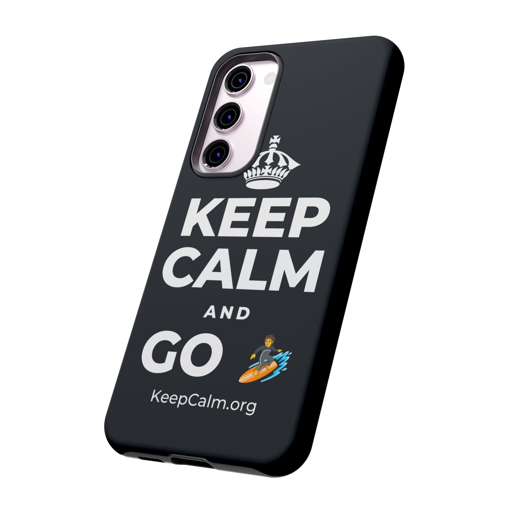 KEEP CALM AND GO 🏄 Phone Case (Dark)