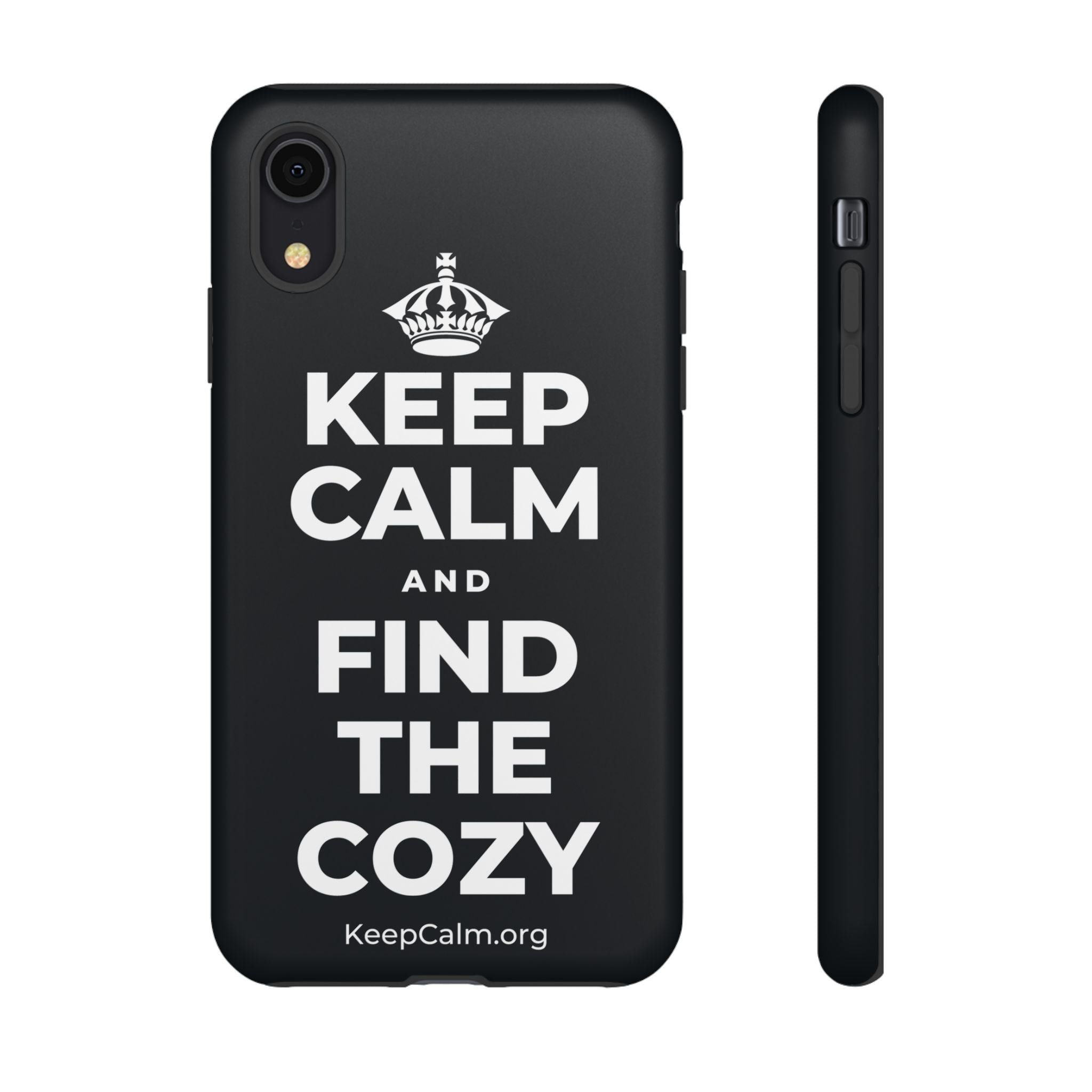 KEEP CALM AND FIND THE COZY Phone Case (Dark)