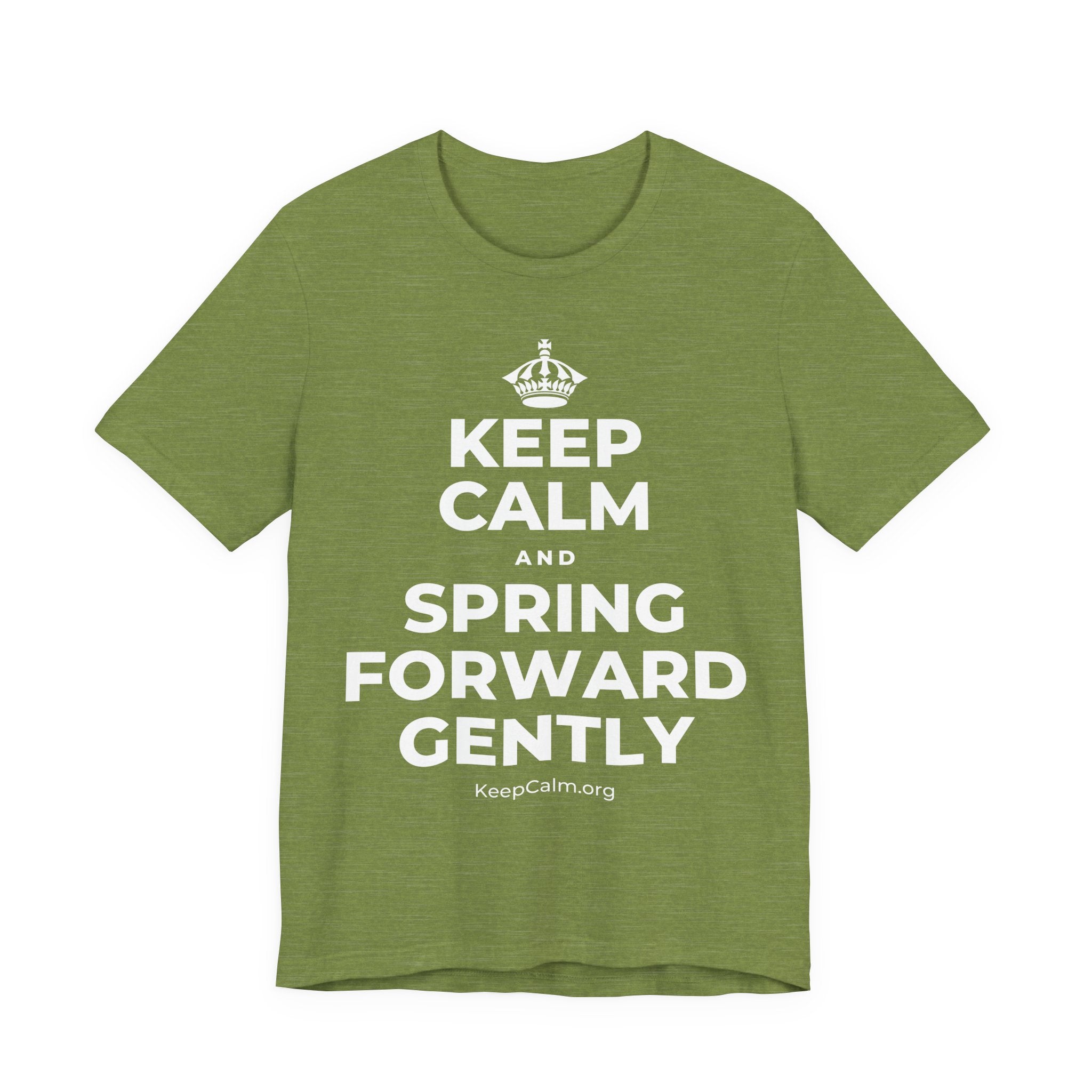 KEEP CALM AND SPRING FORWARD GENTLY T-Shirt (Baby Blue–Silver)