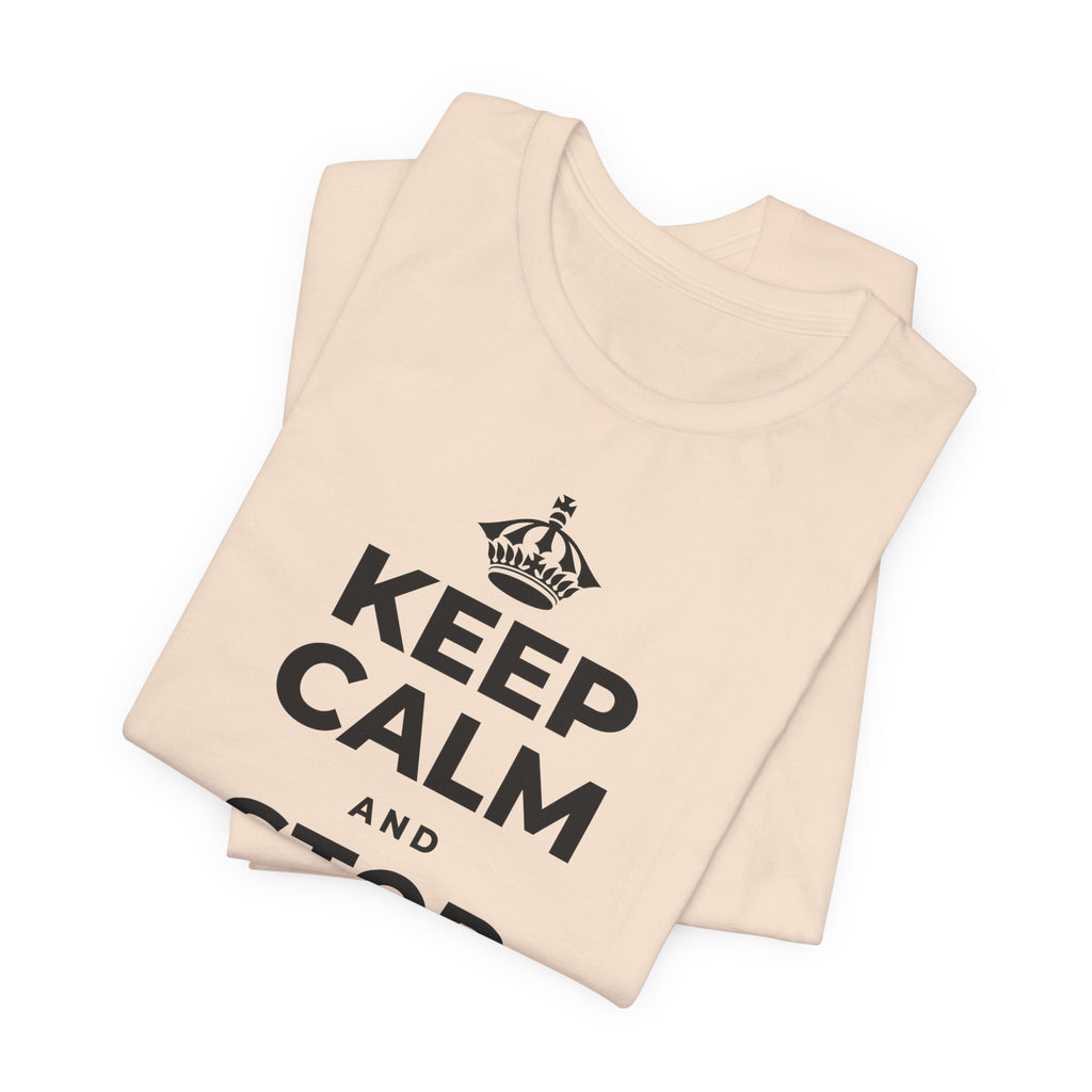 KEEP CALM AND STOP FORCING IT T-Shirt (Soft Cream–Heather Mauve)