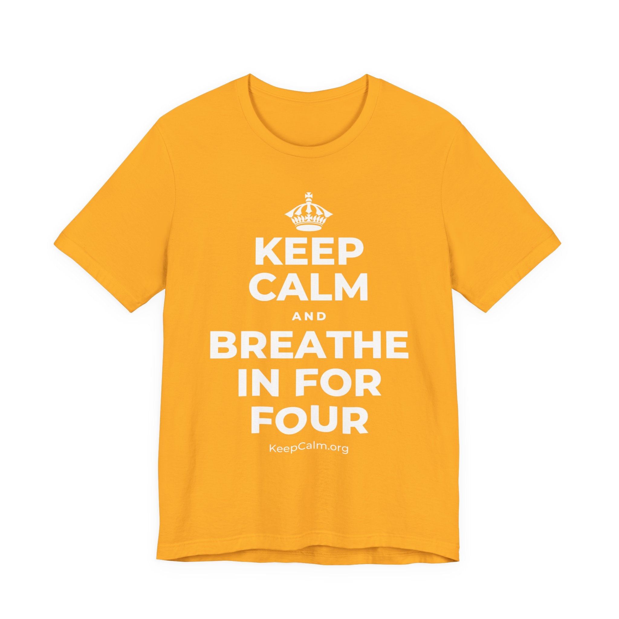 KEEP CALM AND BREATHE IN FOR FOUR T-Shirt (Baby Blue–Silver)