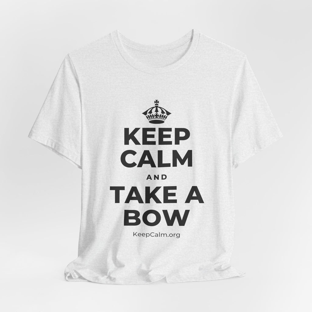 KEEP CALM AND TAKE A BOW T-Shirt (Soft Cream–Heather Mauve)
