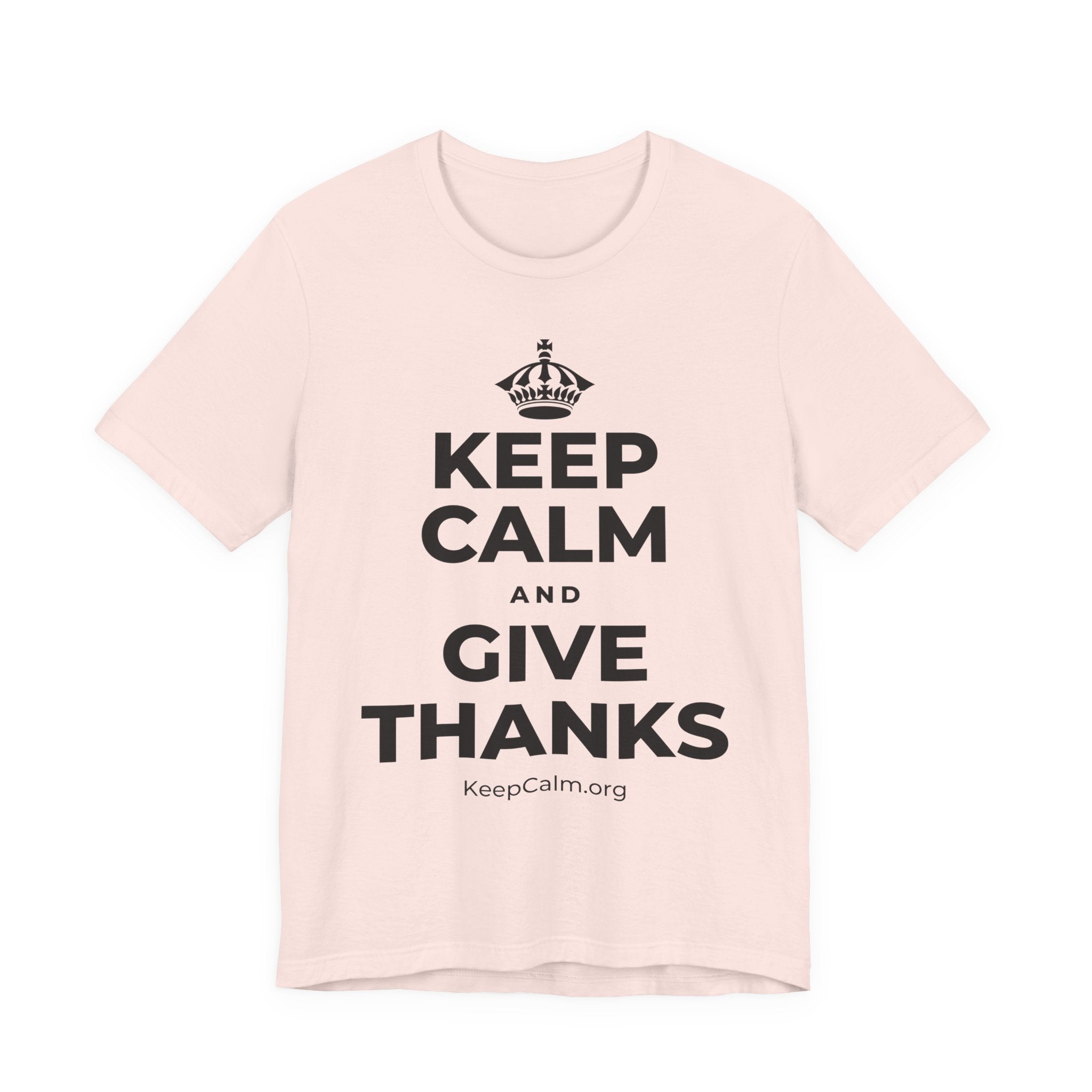 KEEP CALM AND GIVE THANKS T-Shirt (Soft Cream–Heather Mauve)