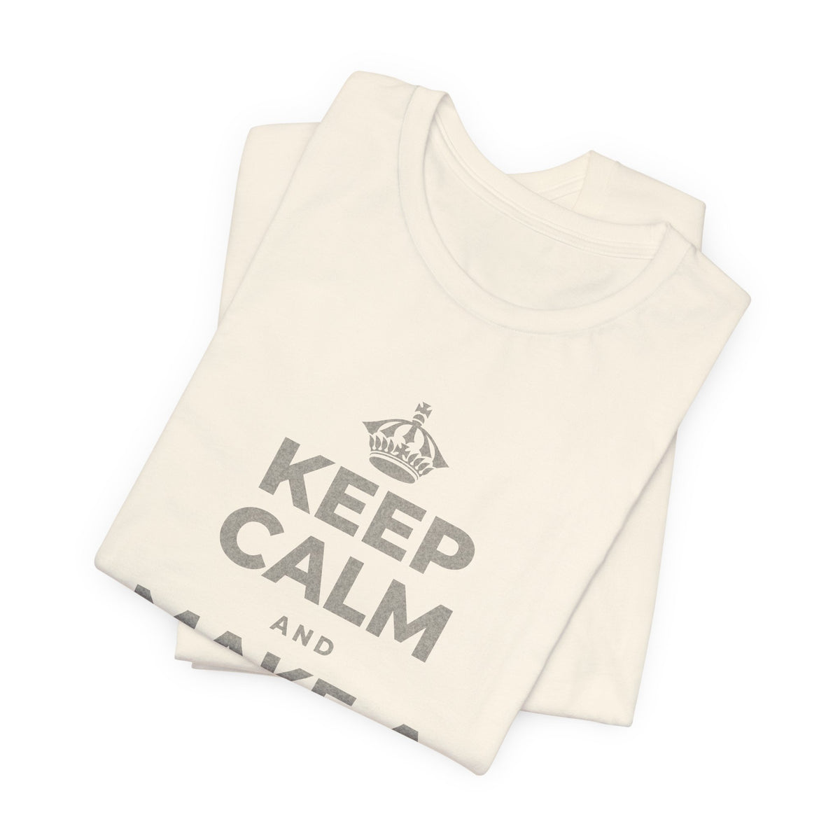 KEEP CALM AND MAKE A HAPPY MEMORY T-Shirt (White–Asphalt)