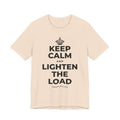KEEP CALM AND LIGHTEN THE LOAD T-Shirt (Soft Cream–Heather Mauve)